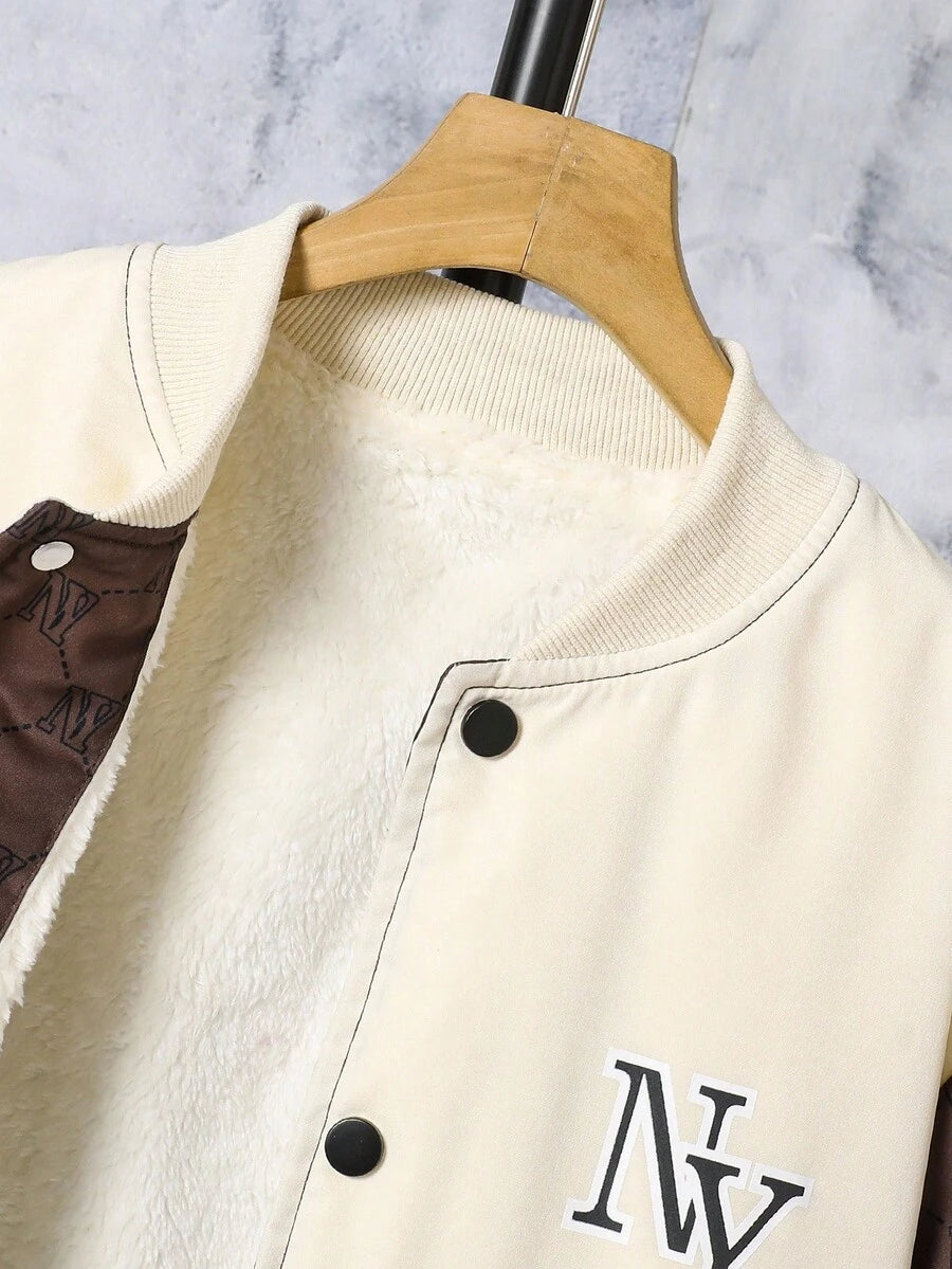 2 pièces/Set Veste à imprimé et pantalon long casual pour garçon préadolescent
