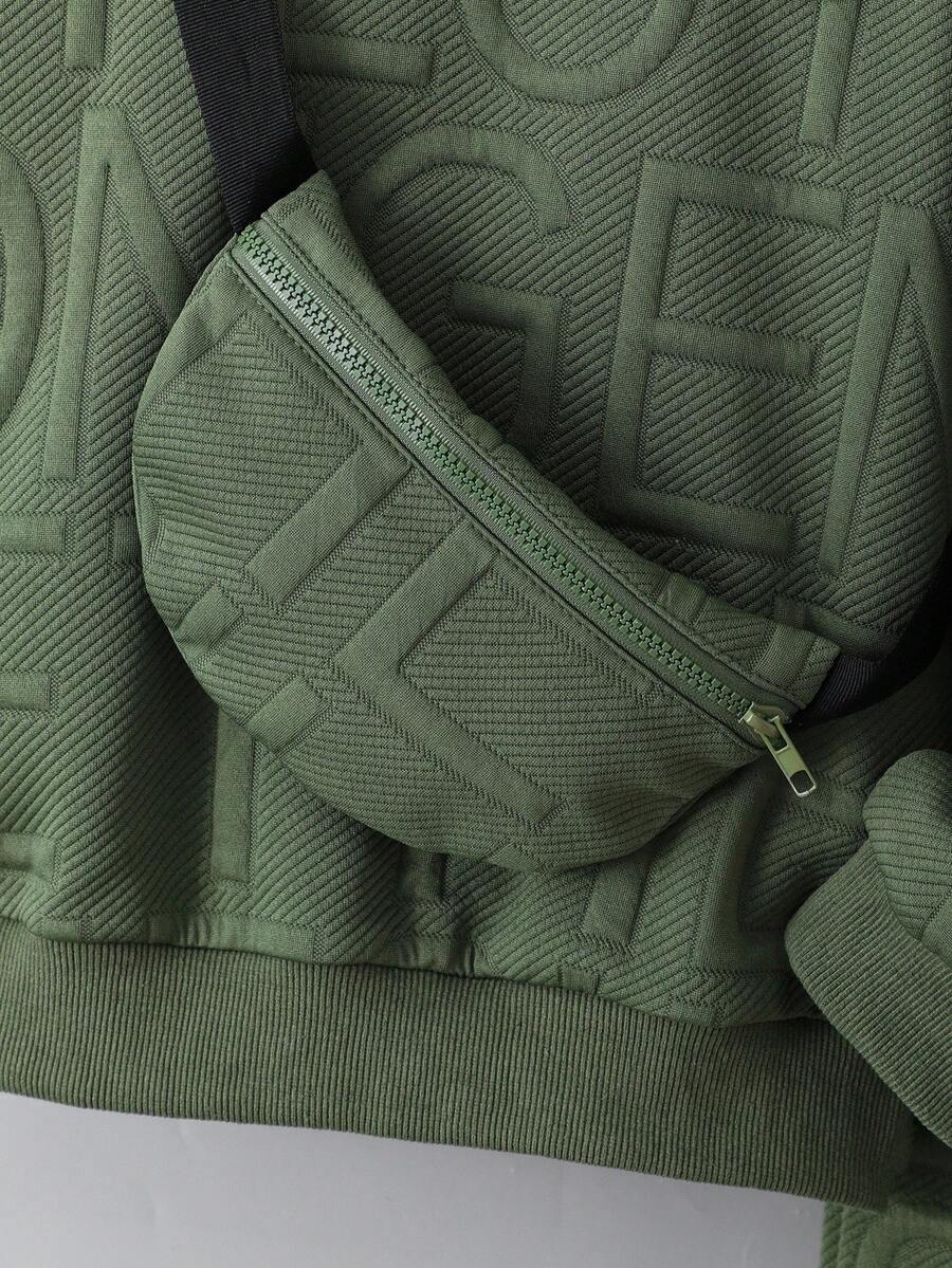 3 pièces/Set Sweat-shirt-shirt texturé avec lettrage, pantalon de survêtement et sac à dos pour pré-adolescents (peuvent être vendus séparément)