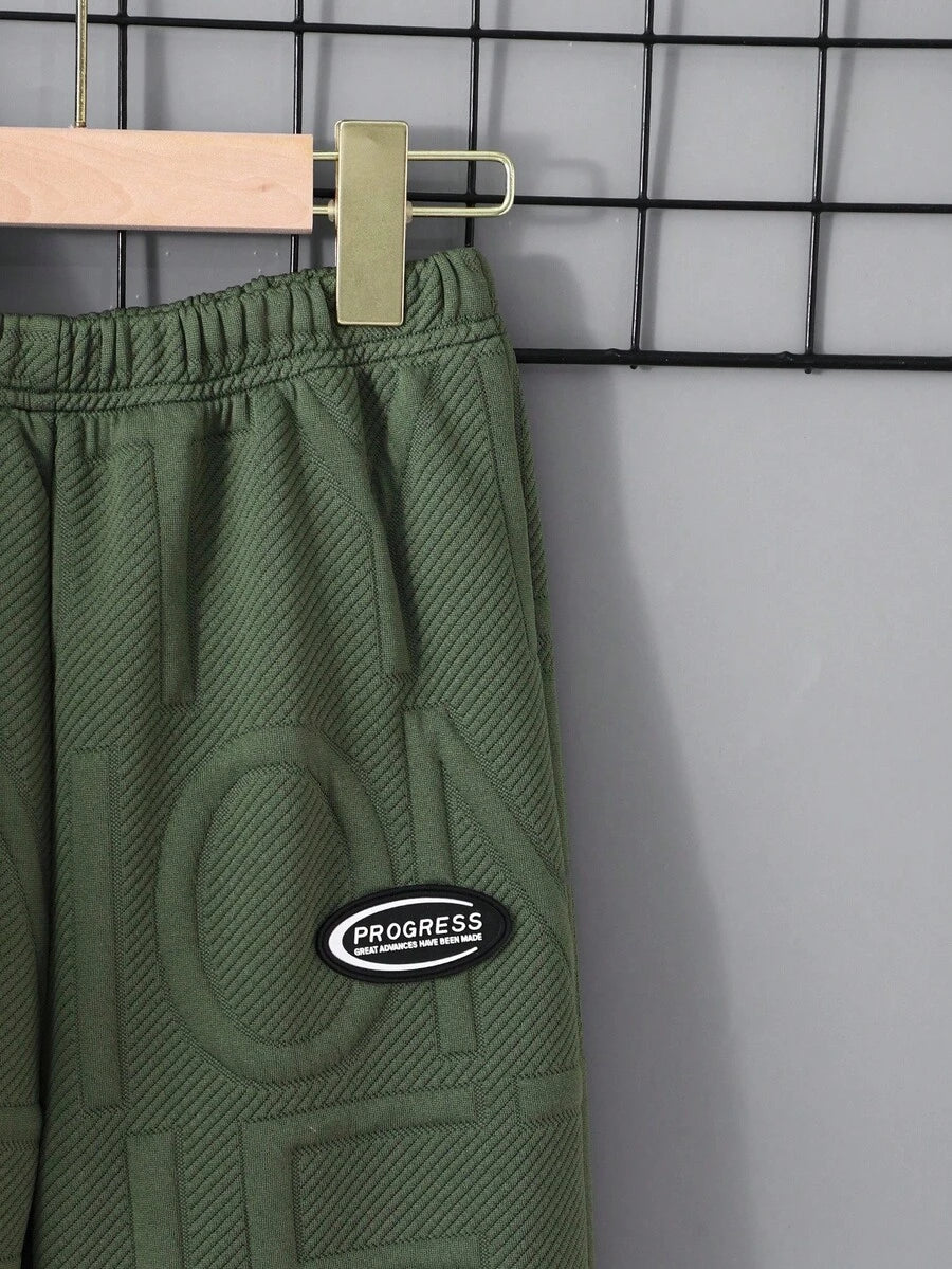 3 pièces/Set Sweat-shirt-shirt texturé avec lettrage, pantalon de survêtement et sac à dos pour pré-adolescents (peuvent être vendus séparément)