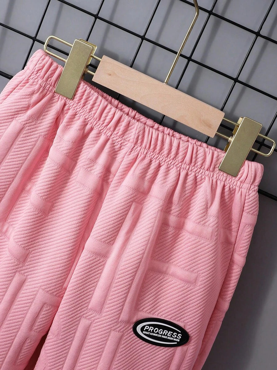 3 pièces/Set Sweat-shirt-shirt texturé avec lettrage, pantalon de survêtement et sac à dos pour pré-adolescents (peuvent être vendus séparément)