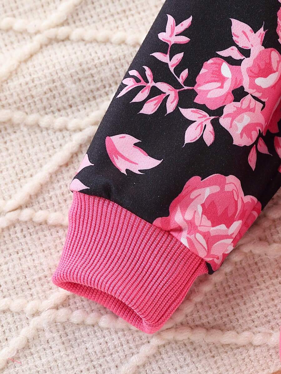 Ensemble de pantalons longs printemps-automne à la mode pour jeune fille, Sweat-shirt à capuche avec dentelle florale et tenue sportive décontractée