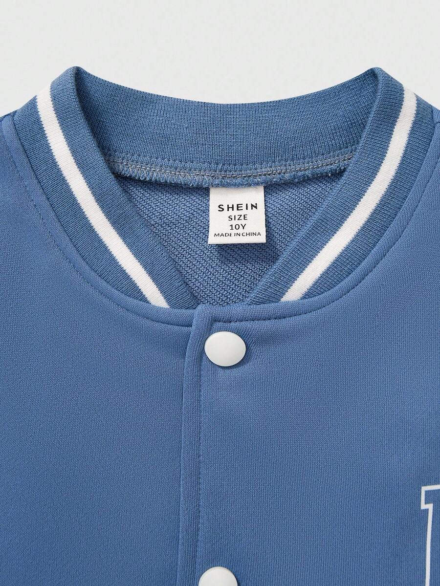 Veste Deux Pièces Pour Garçon Préadolescent Avec Patchs De Lettres Cool Pour L'automne / L'hiver