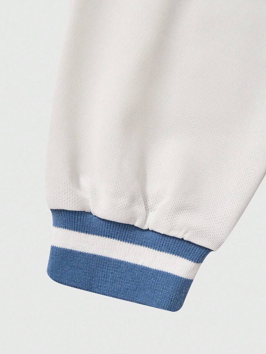Veste Deux Pièces Pour Garçon Préadolescent Avec Patchs De Lettres Cool Pour L'automne / L'hiver
