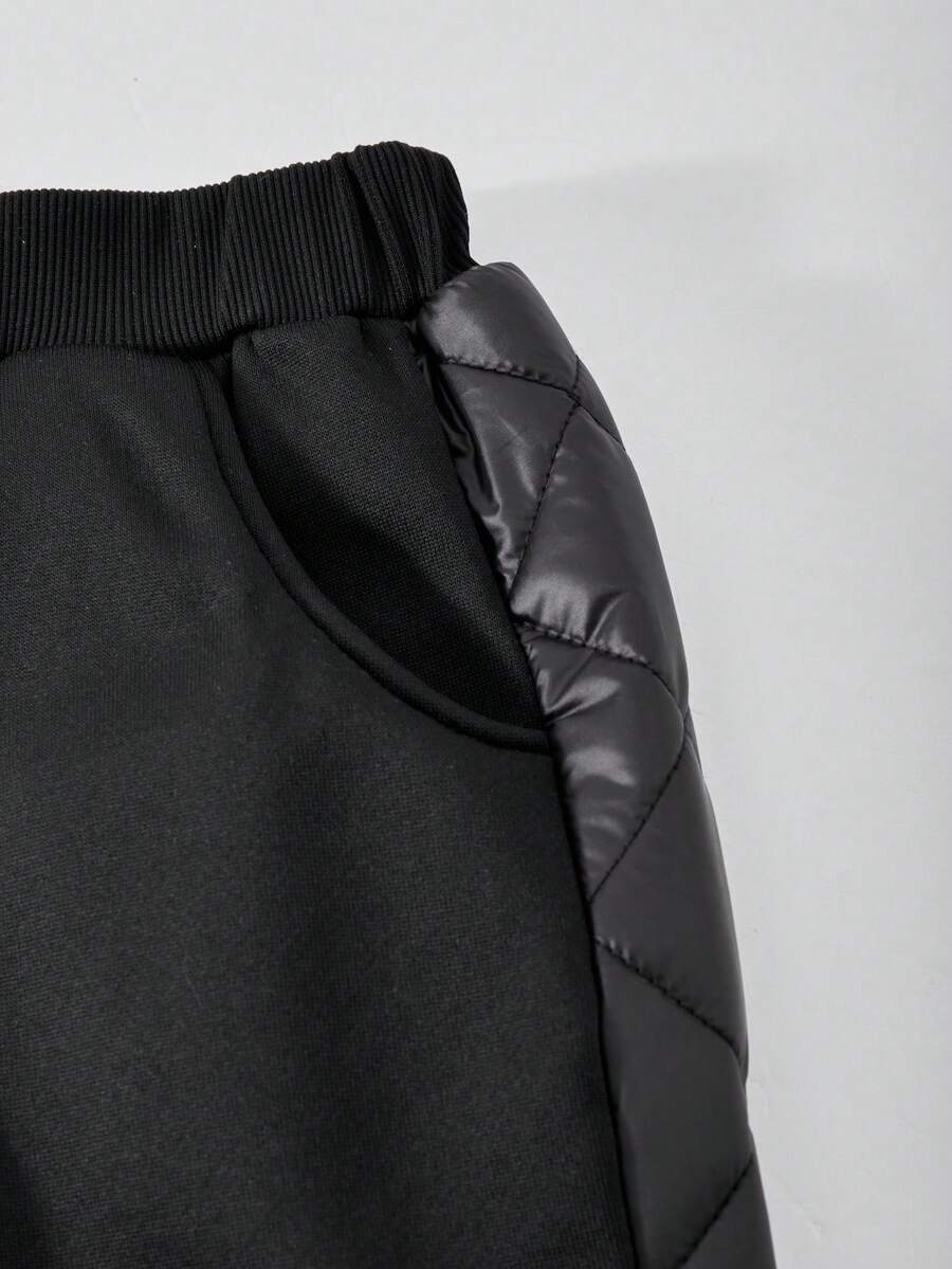 Adolescent Garçon Pantalon De Survêtement & Sweat-shirt À Capuche À Lettres À Poche Kangourou À Doublure Thermique
