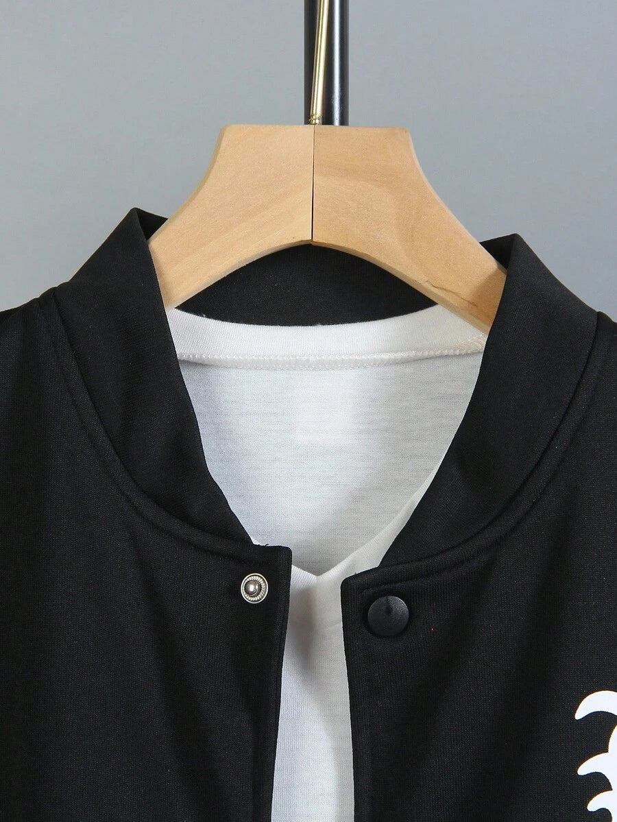 2 pièces/Set Veste à imprimé et pantalon long casual pour garçon préadolescent