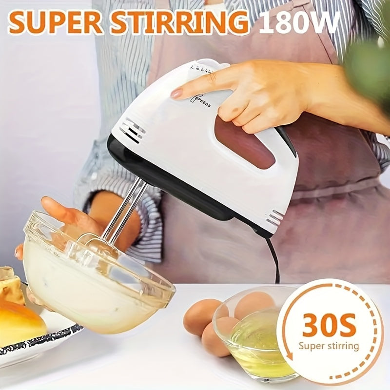 1pc Batteur électrique à main - 7 vitesses de contrôle de la vitesse du batteur à main, avec 4 barres de mélange, 260W, sûr et durable pour la cuisson - Idéal pour battre faire du pain, du gâteau, 220V-240V avec prise Europlug, adapté pour offrir en cadea
