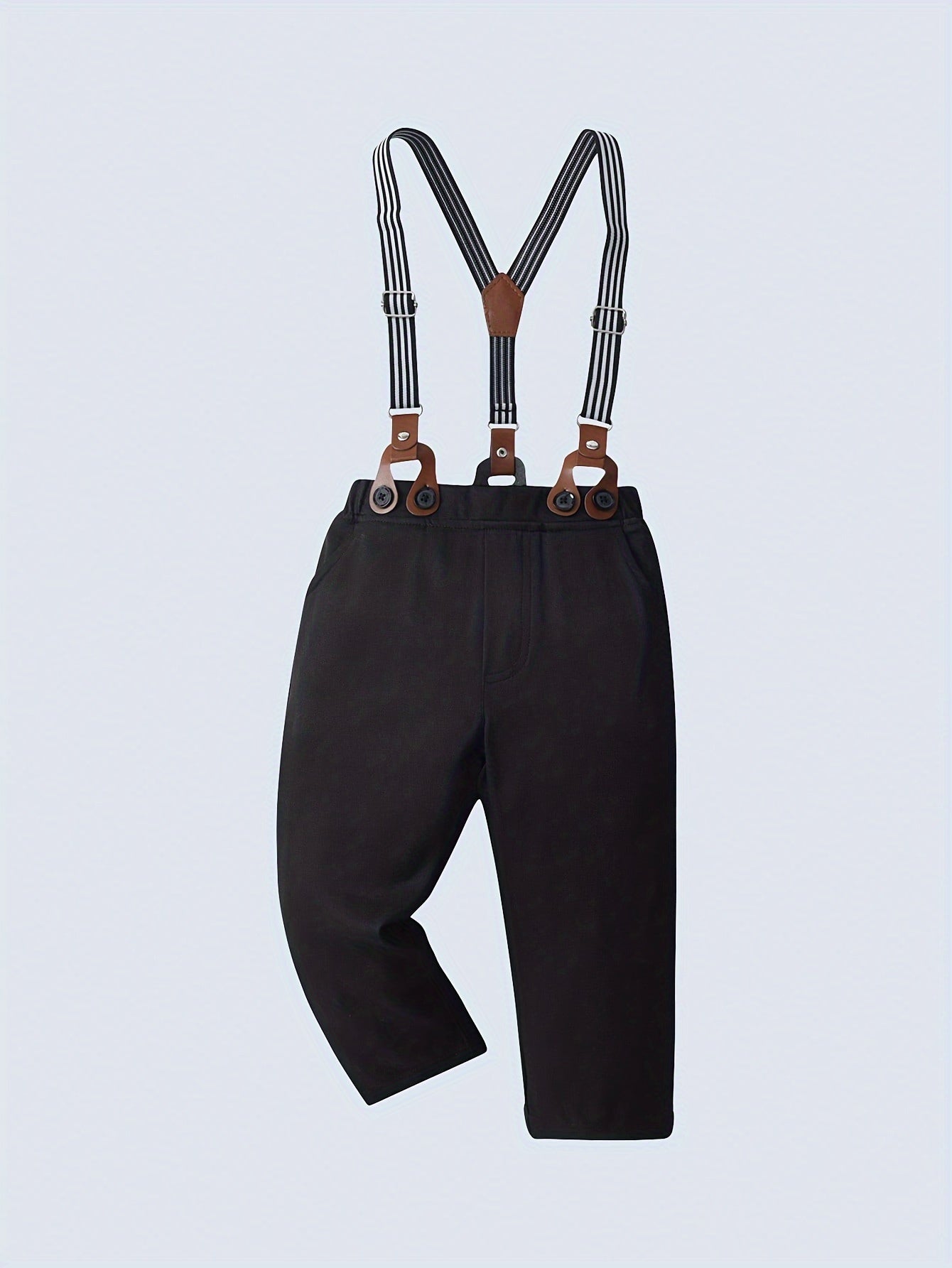 Costume de Gentleman Trois Pièces pour Garçons Boarnseorl, Élégant et Romantique, Chemise à Manches Longues avec Nœud et Bretelles, Pantalon et Gilet, Convient pour les Fêtes d'Anniversaire, Soirées, Spectacles, Mariages, Pleine Lune, Baptême et Premier A