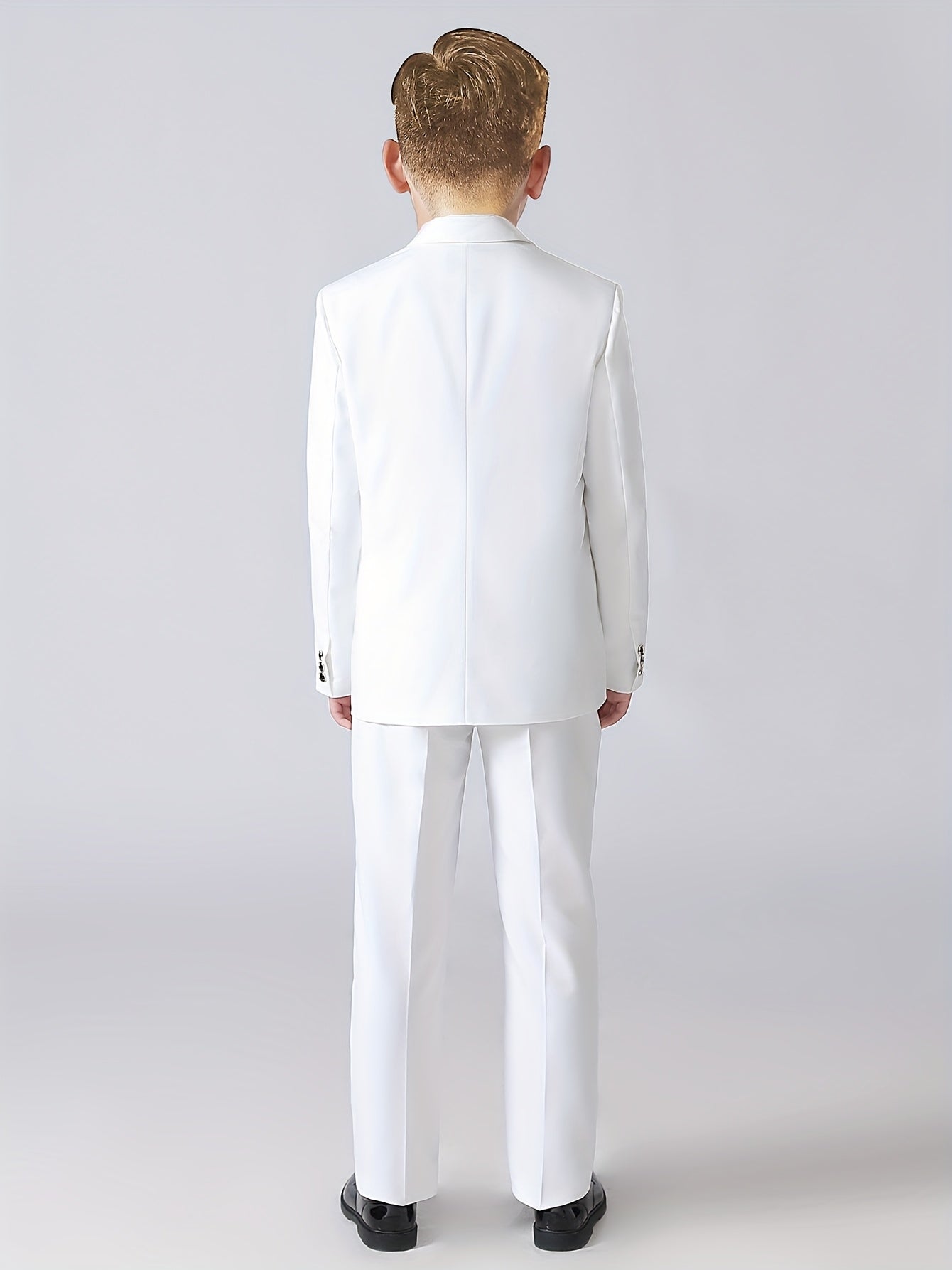 Ensemble de costume de gentleman formel pour garçons de grande taille, pantalon de tuxedo à manches longues et ensemble de cravate à nœud, tenue de spectacle pour garçons, tenue de mariage pour garçons (costume + pantalon + cravate à nœud)