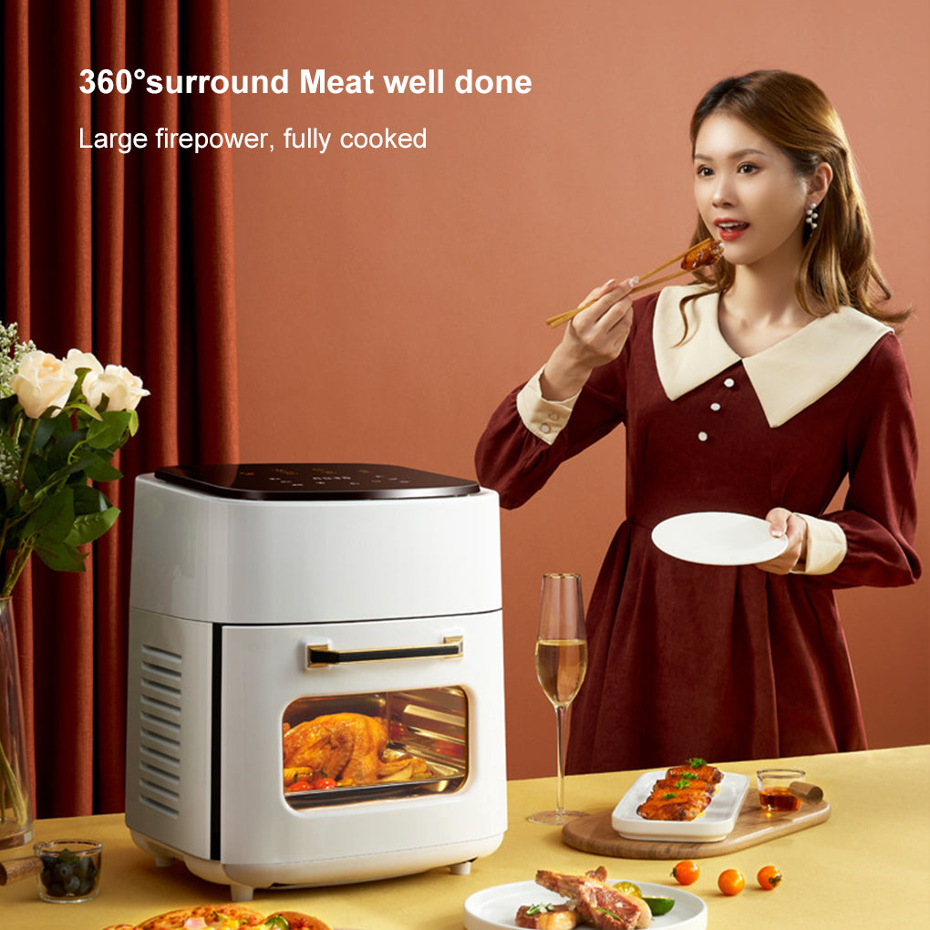 Air Fryer 12L Stainless Steel Visible Large Capacity Electric Oven Touch Screen Multifunctional Electric Fryer EU Plug