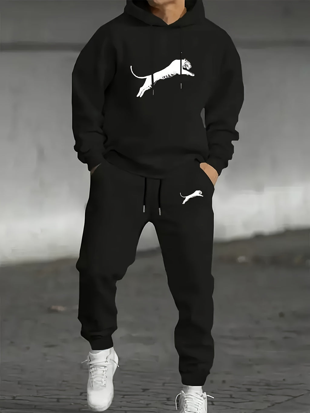 Ensemble Décontracté à Capuche Imprimé pour Homme avec Pantalon - Mode Automne-Hiver