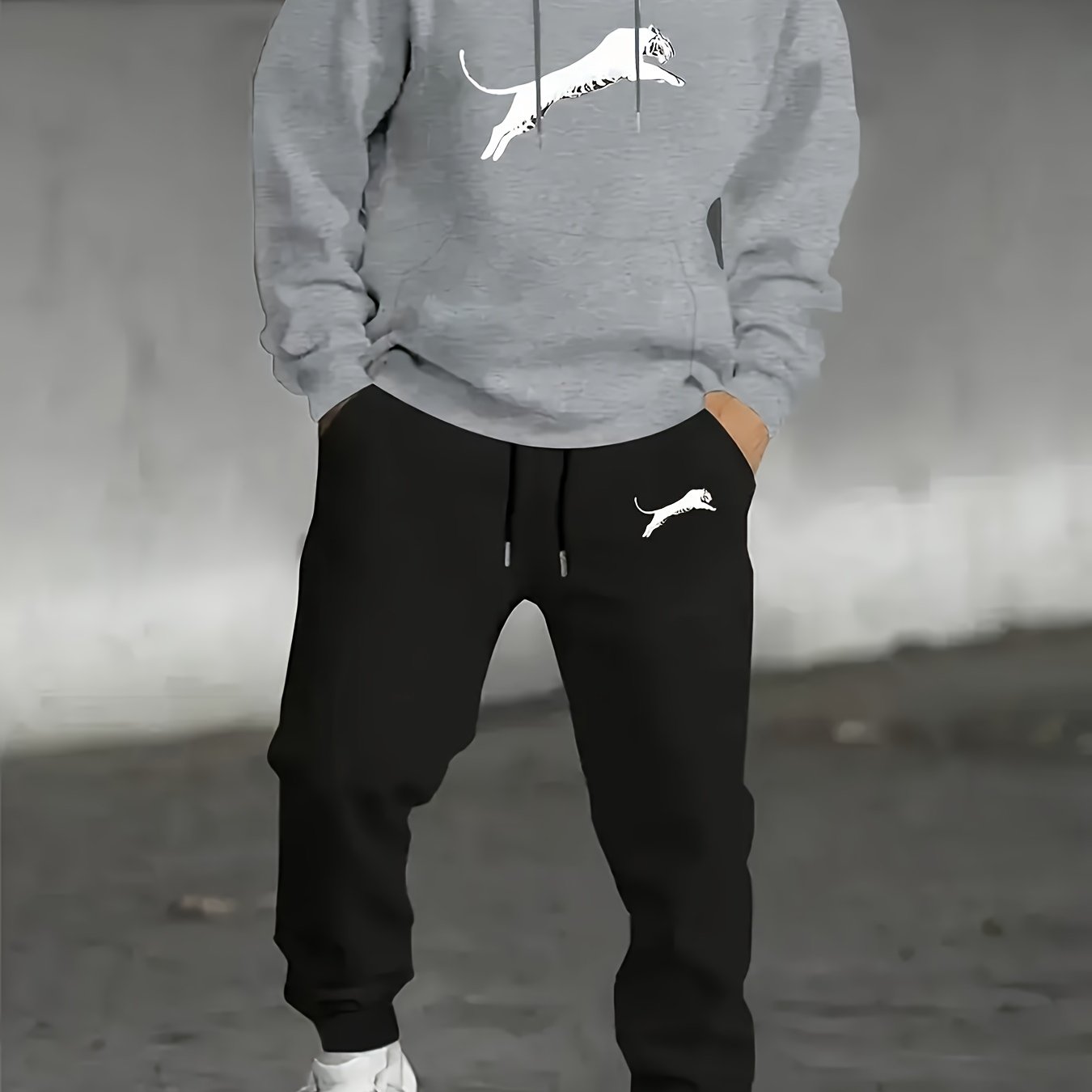 Ensemble Décontracté à Capuche Imprimé pour Homme avec Pantalon - Mode Automne-Hiver