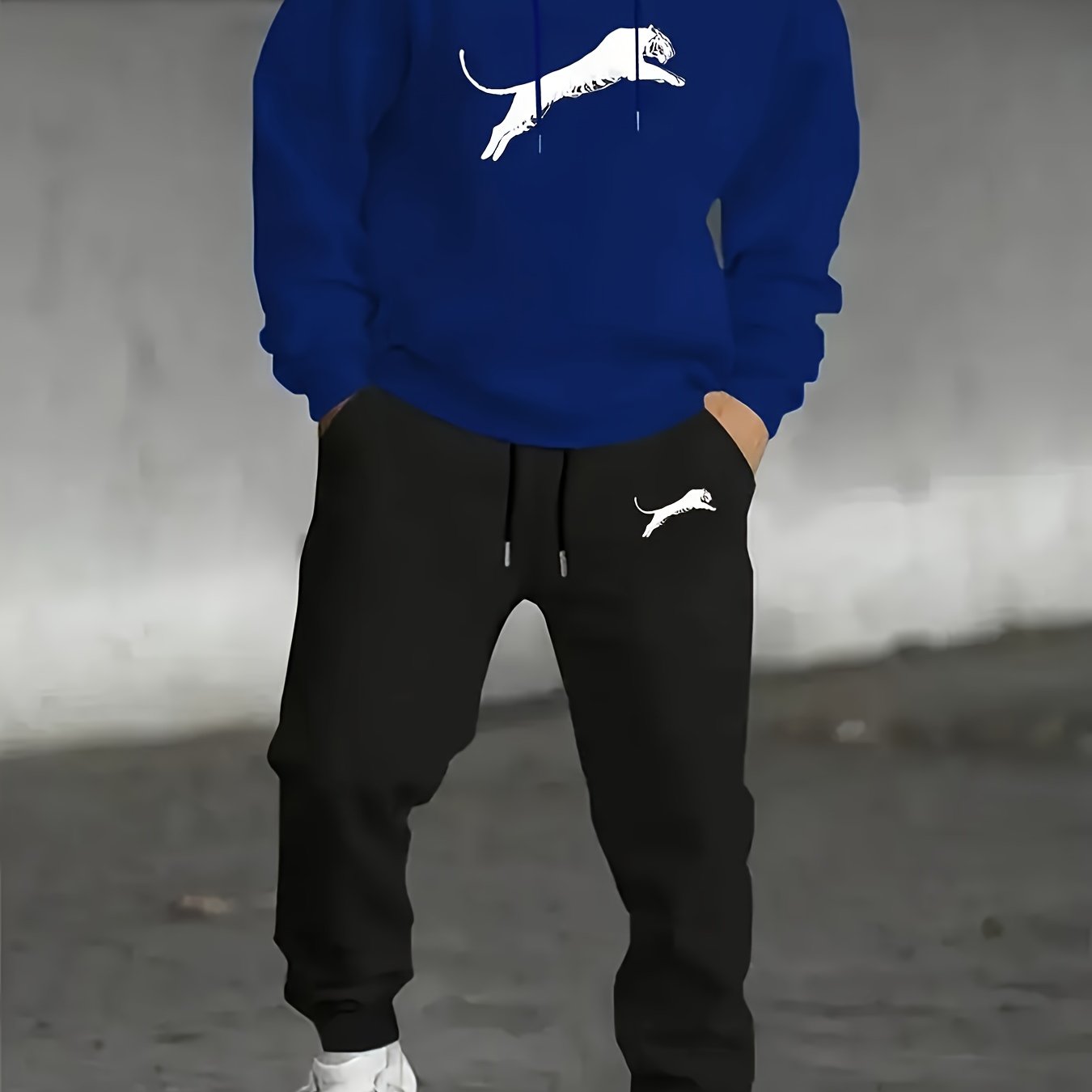 Ensemble Décontracté à Capuche Imprimé pour Homme avec Pantalon - Mode Automne-Hiver