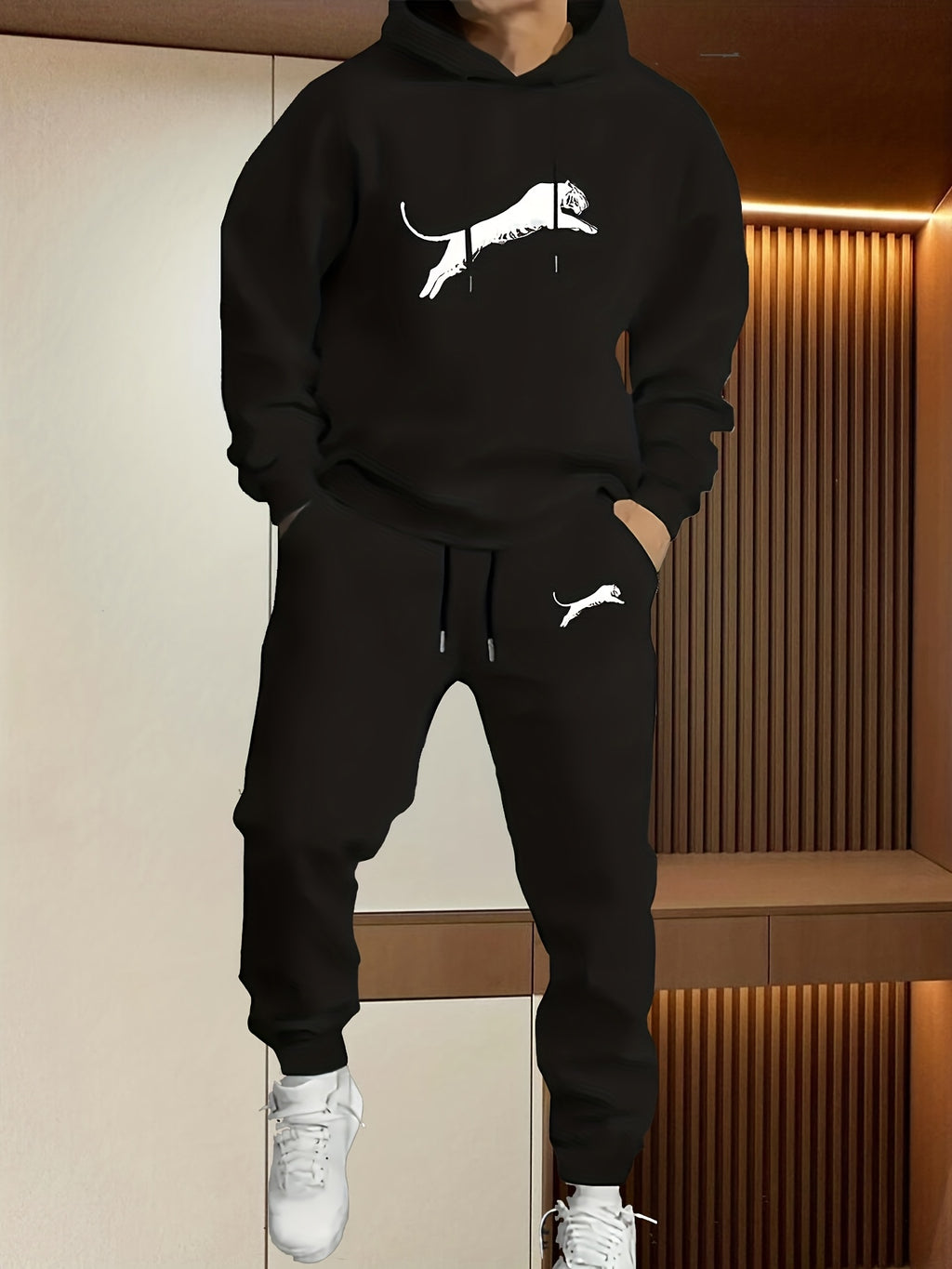Ensemble Décontracté à Capuche Imprimé pour Homme avec Pantalon - Mode Automne-Hiver