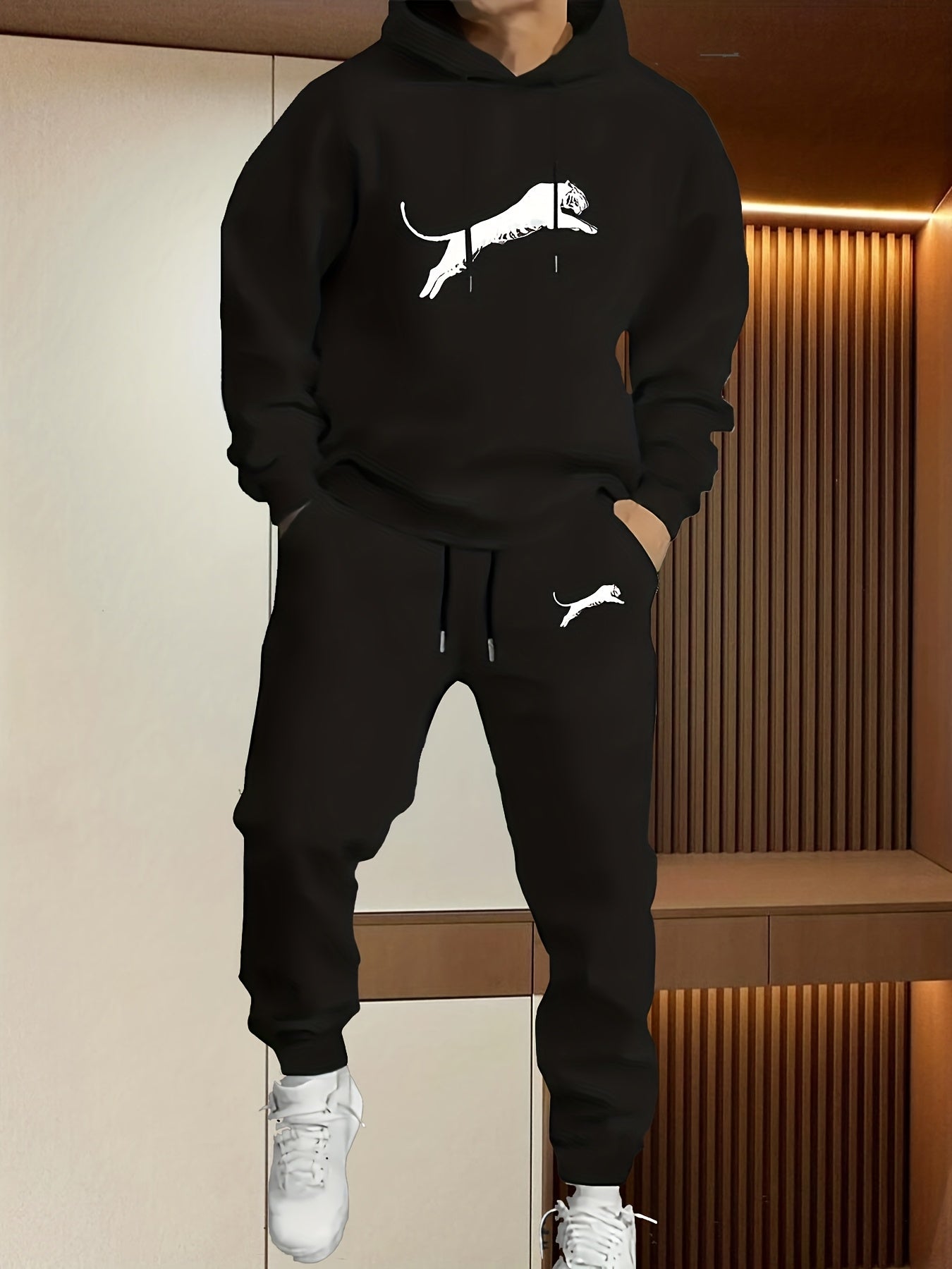 Ensemble Décontracté à Capuche Imprimé pour Homme avec Pantalon - Mode Automne-Hiver