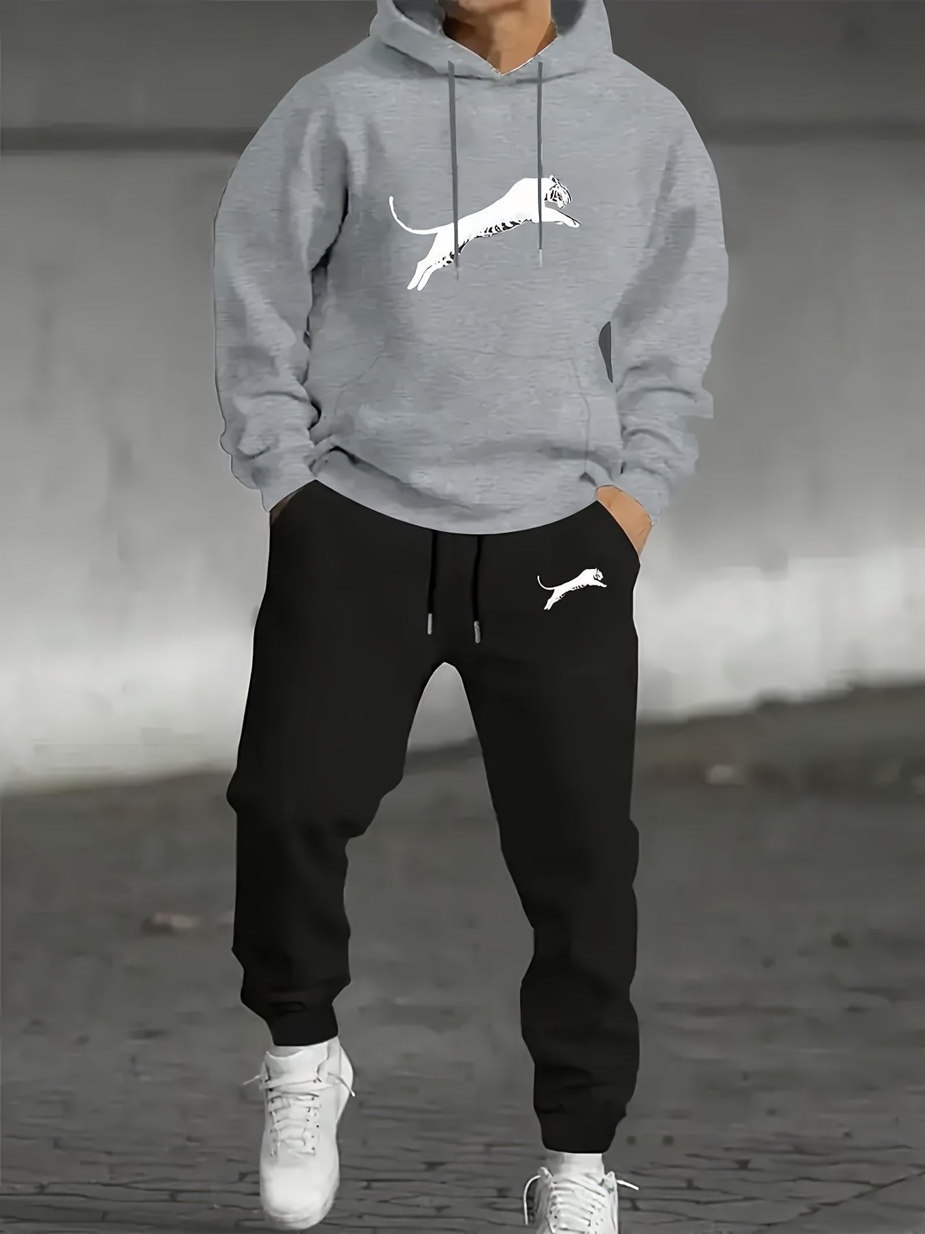 Ensemble Décontracté à Capuche Imprimé pour Homme avec Pantalon - Mode Automne-Hiver