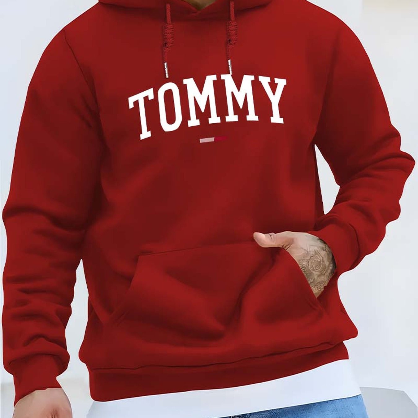 Sweat à capuche Tommy pour hommes - Pull oversize ample avec poche avant, lettrage audacieux en jaune vif et noir intense, lavable machine, tenue décontractée & sportive confort toute saison, design emblématique du logo (style inspiré de Tommy)