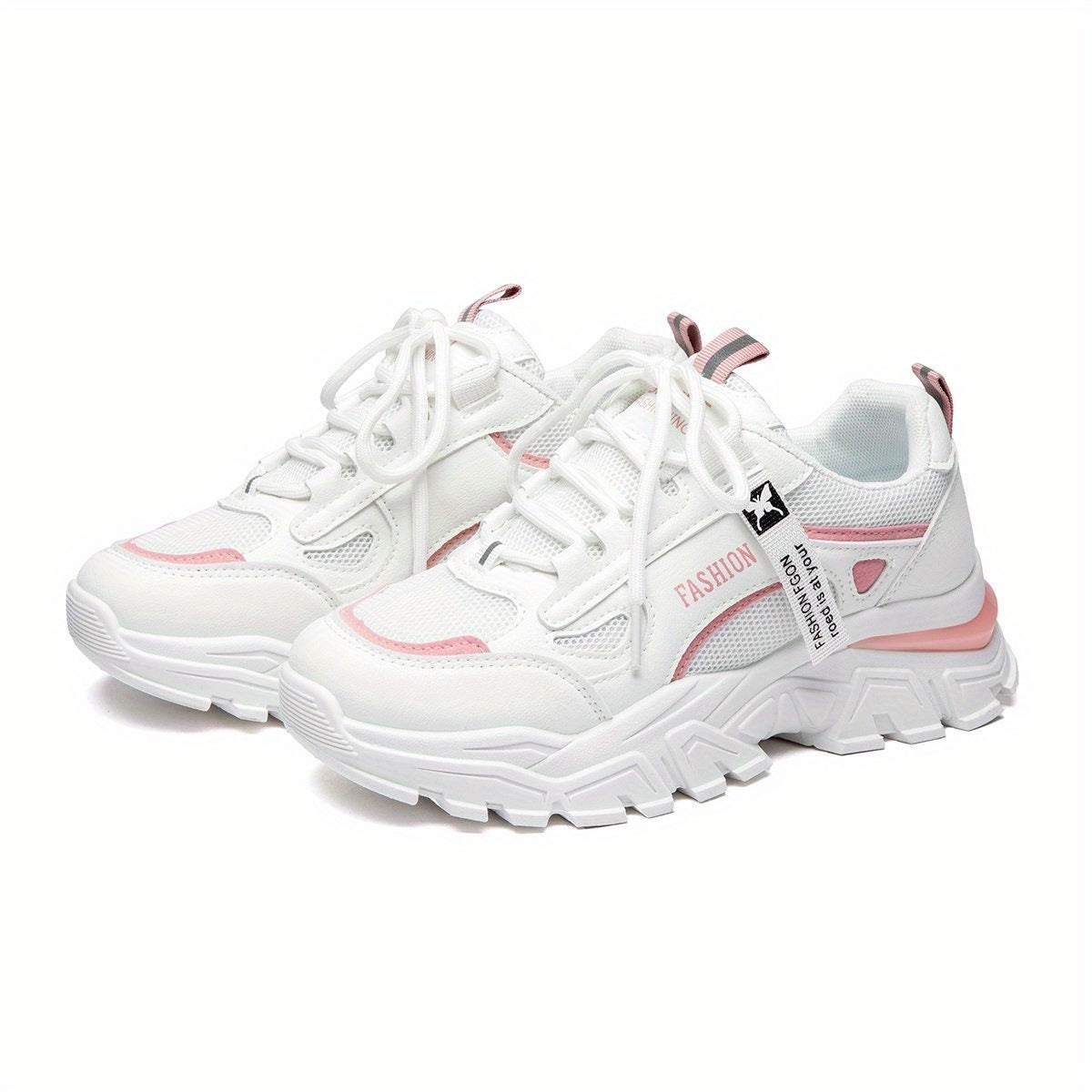 Baskets Femme Blanche - Style Bas Lacets avec Dessus en Mesh, Semelle Intérieure en Tissu Respirant et Semelle Extérieure en PVC Durable pour Tenue Décontractée et Sportive, Chaussures Décontractées | Baskets Tendances | Baskets avec Dessus en Mesh
