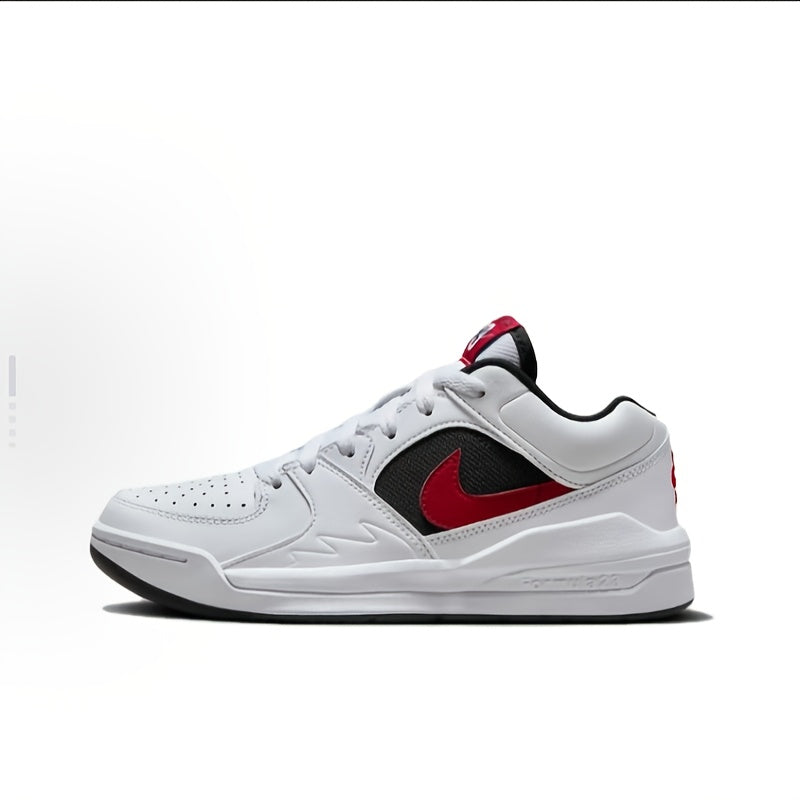 Baskets décontractées basses Stadium 90 de NIKE JORDAN - Conception légère et respirante blanche et rouge avec accents noirs, semelle en caoutchouc durable pour une confort toute l'année, baskets pour femmes, chaussures toutes saisons, design de chaussure