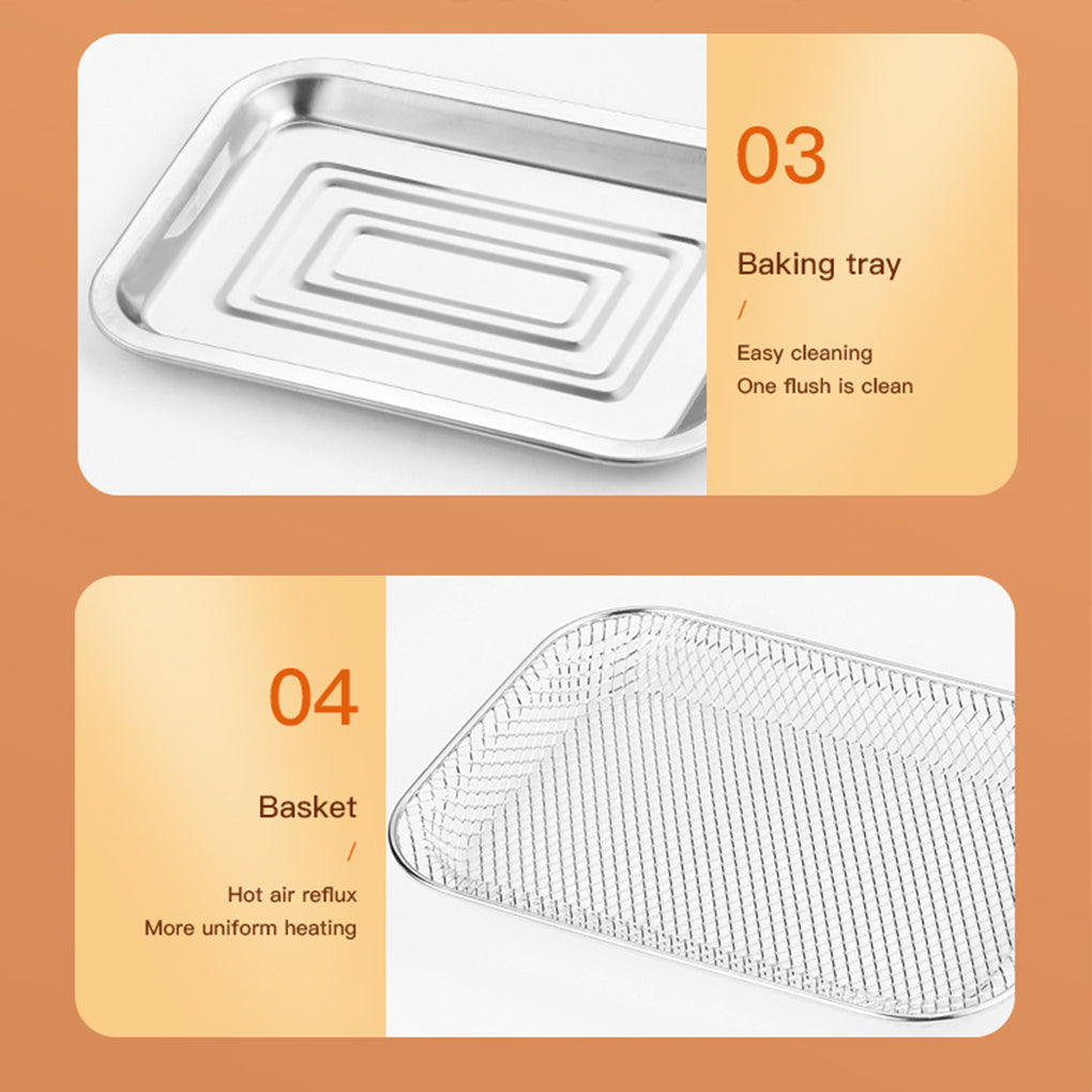 Air Fryer 12L Stainless Steel Visible Large Capacity Electric Oven Touch Screen Multifunctional Electric Fryer EU Plug