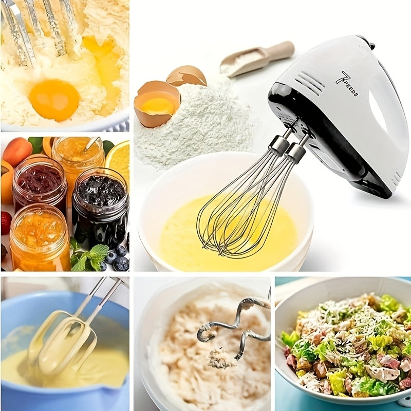1pc Batteur électrique à main - 7 vitesses de contrôle de la vitesse du batteur à main, avec 4 barres de mélange, 260W, sûr et durable pour la cuisson - Idéal pour battre faire du pain, du gâteau, 220V-240V avec prise Europlug, adapté pour offrir en cadea