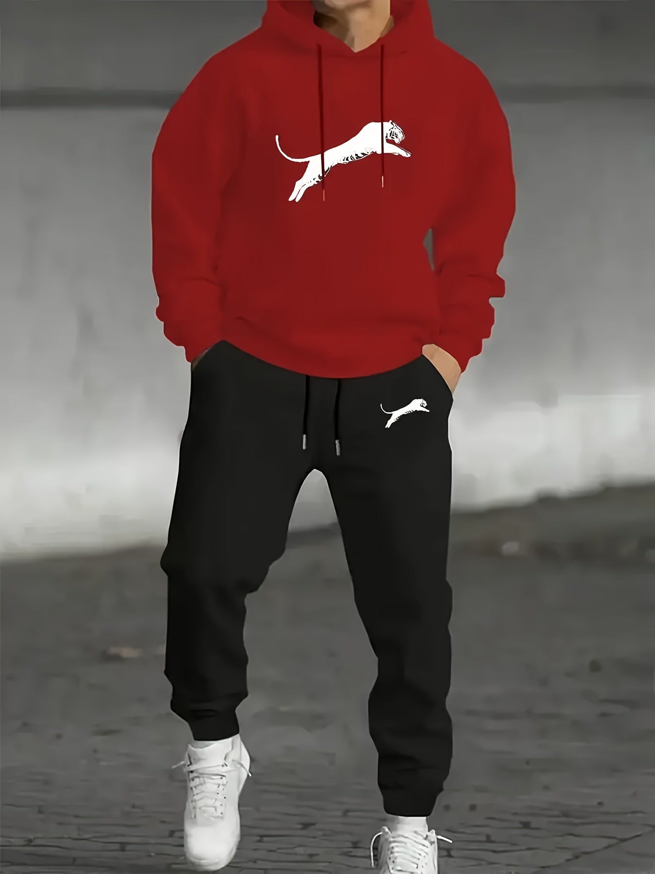 Ensemble Décontracté à Capuche Imprimé pour Homme avec Pantalon - Mode Automne-Hiver