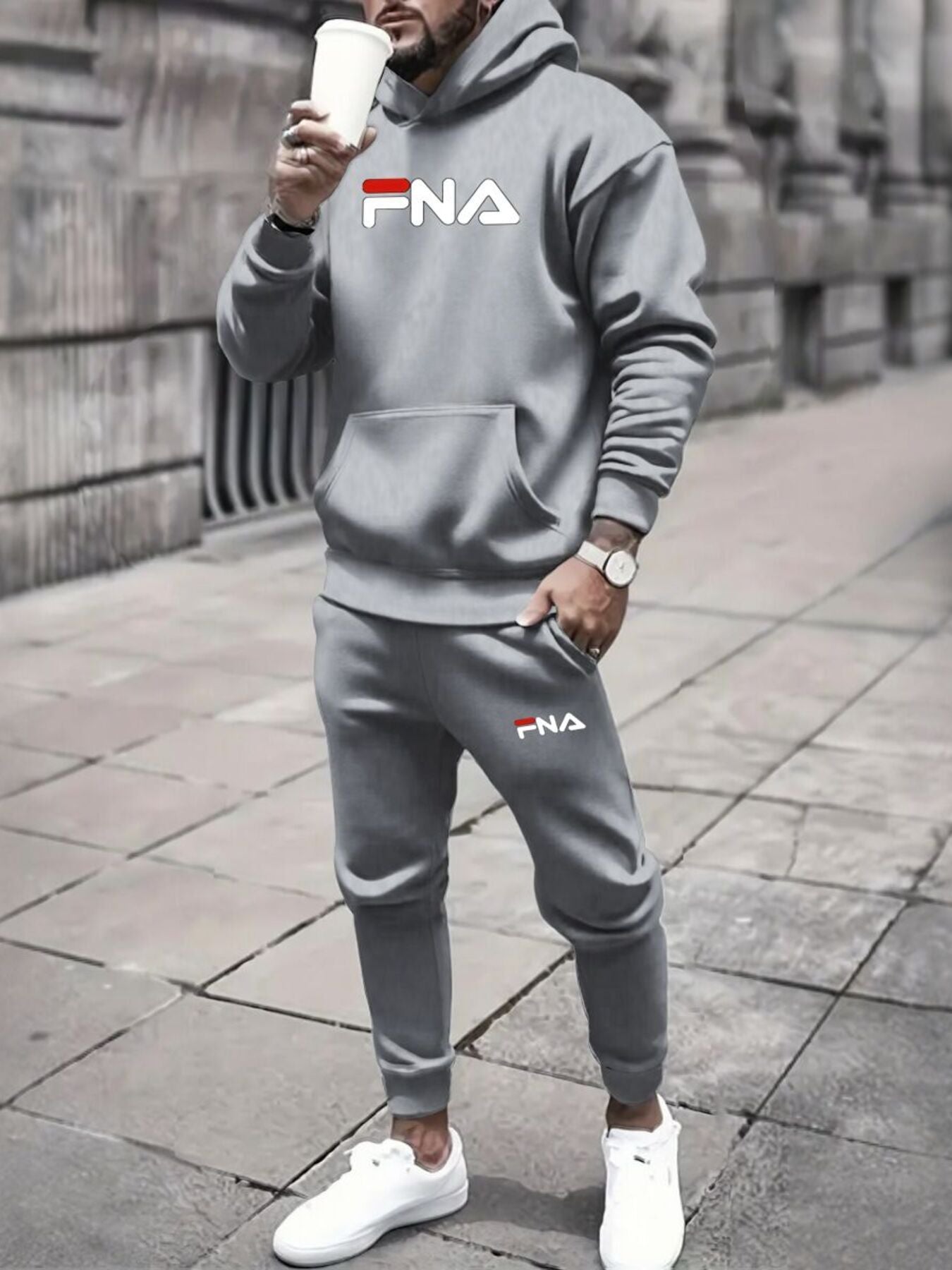 Ensemble Décontracté Homme Automne/Hiver, Sweat à Capuche et Pantalon avec Poches, Taille Régulière, Tenue Sportive Extérieur, Pull à Manches Longues et Jogging