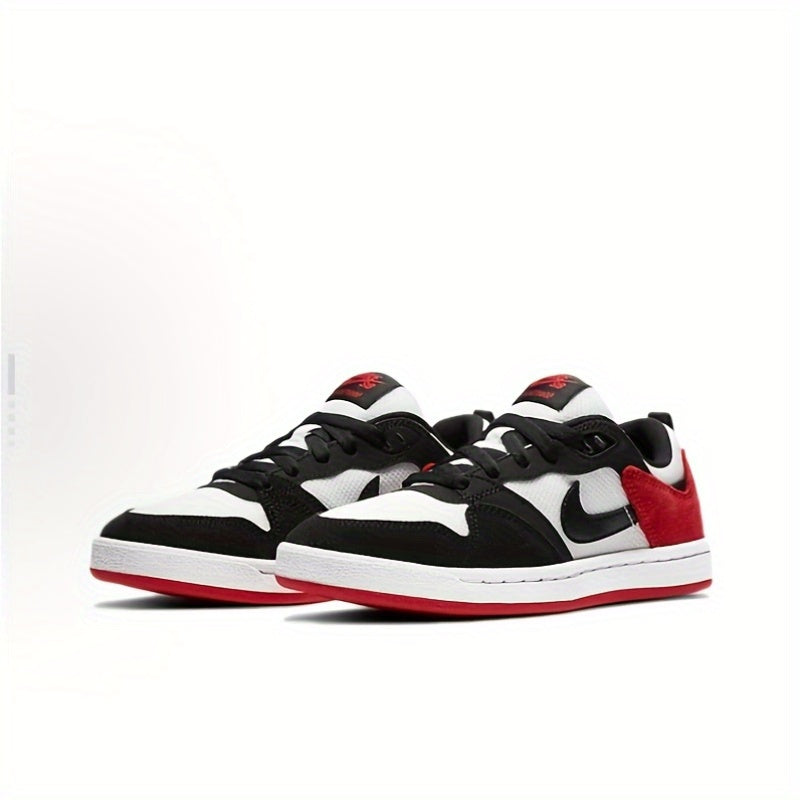 Baskets Nike SB Alleyoop Low-Top - Noir, Blanc et Rouge, design accentué, semelle en caoutchouc, doublure en tissu, tige synthétique, pour toutes les saisons | Chaussures décontractées élégantes | Baskets à semelle en caoutchouc