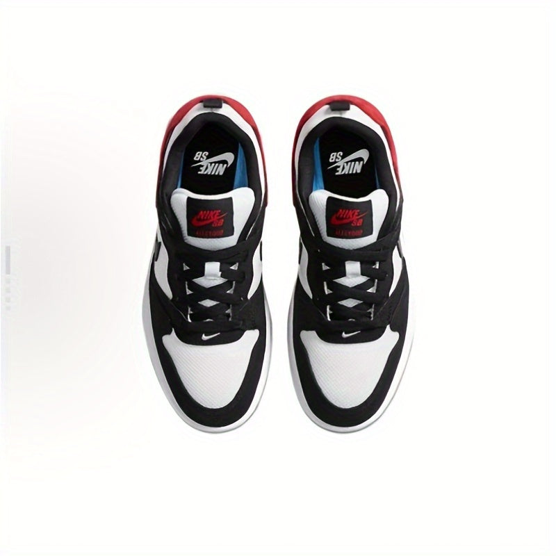 Baskets Nike SB Alleyoop Low-Top - Noir, Blanc et Rouge, design accentué, semelle en caoutchouc, doublure en tissu, tige synthétique, pour toutes les saisons | Chaussures décontractées élégantes | Baskets à semelle en caoutchouc