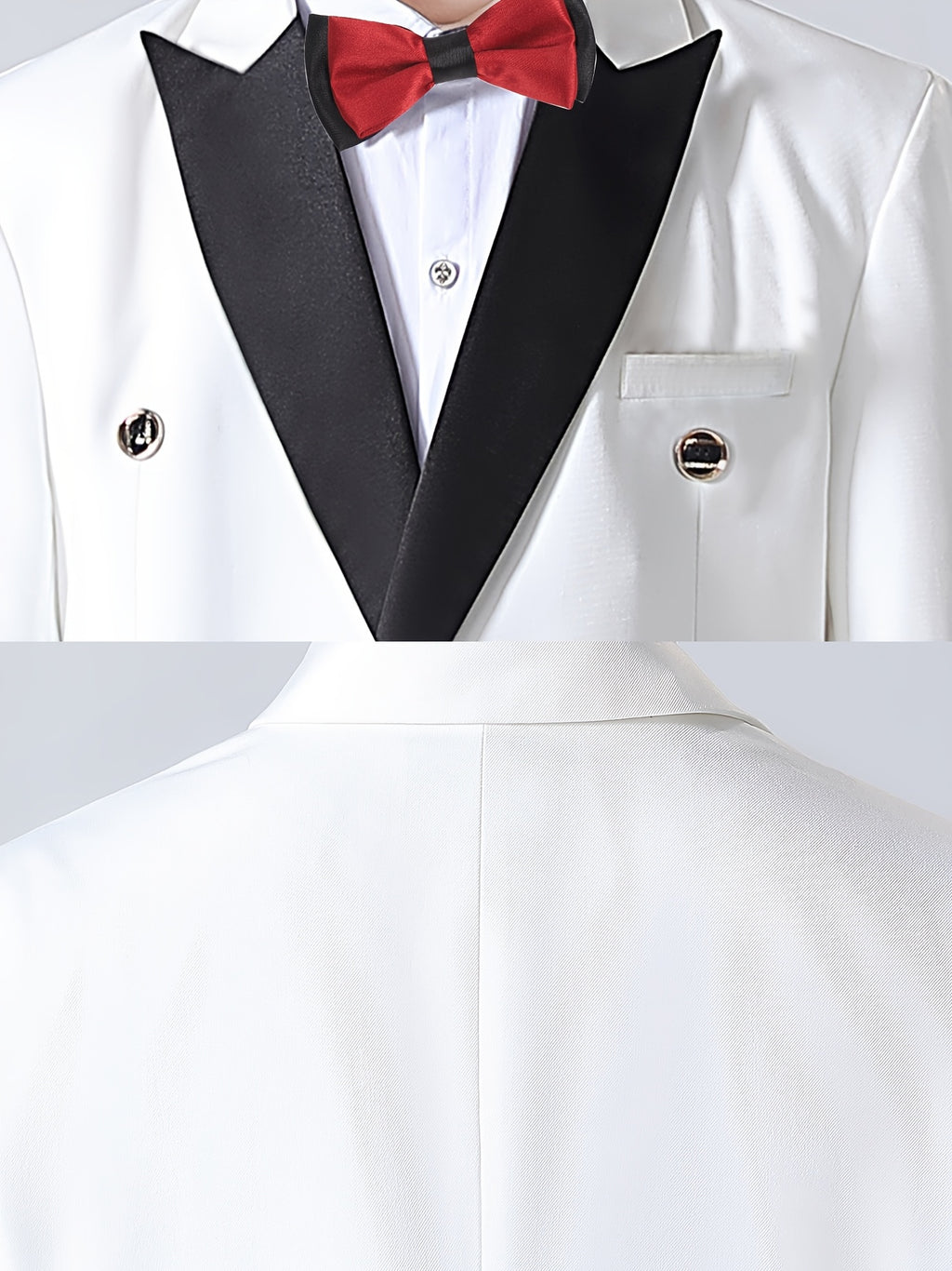 Ensemble de costume de gentleman formel pour garçons de grande taille, pantalon de tuxedo à manches longues et ensemble de cravate à nœud, tenue de spectacle pour garçons, tenue de mariage pour garçons (costume + pantalon + cravate à nœud)