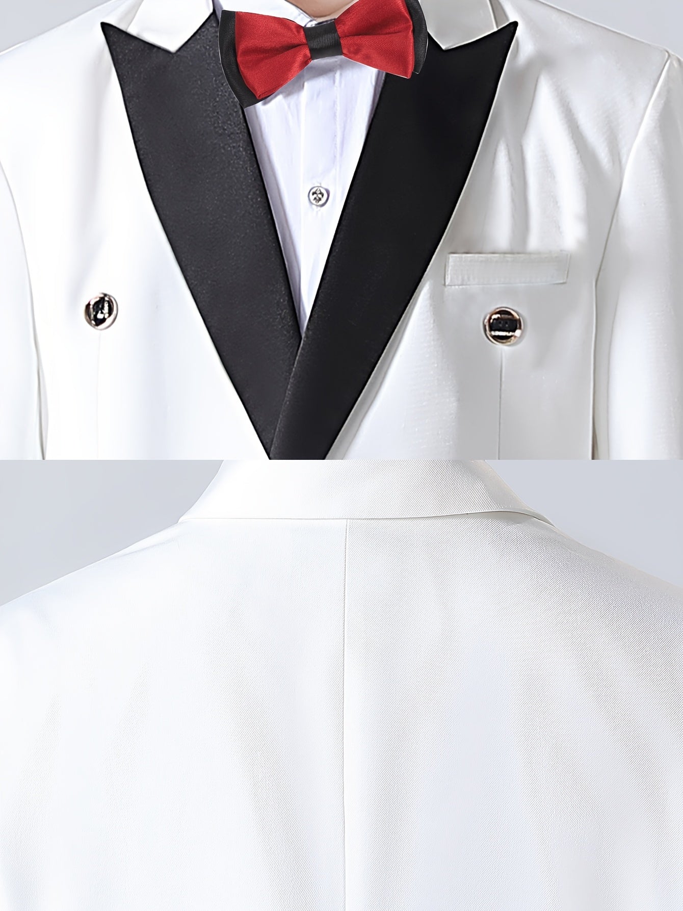 Ensemble de costume de gentleman formel pour garçons de grande taille, pantalon de tuxedo à manches longues et ensemble de cravate à nœud, tenue de spectacle pour garçons, tenue de mariage pour garçons (costume + pantalon + cravate à nœud)