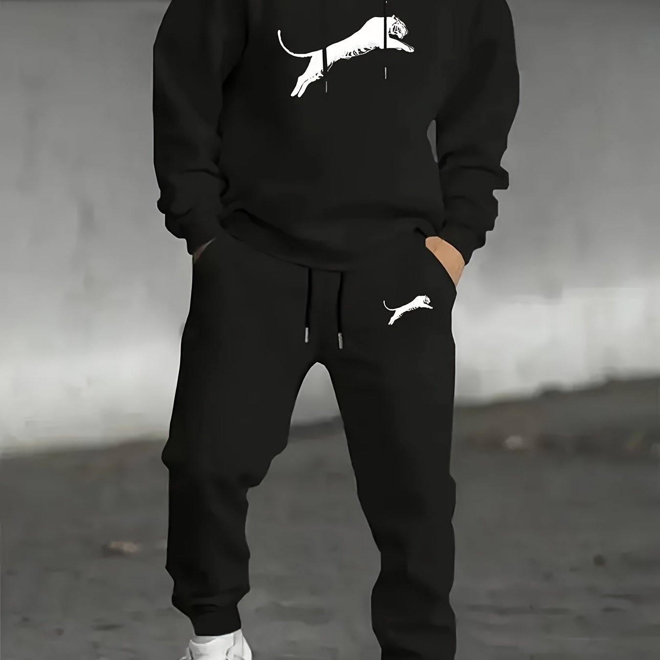 Ensemble Décontracté à Capuche Imprimé pour Homme avec Pantalon - Mode Automne-Hiver