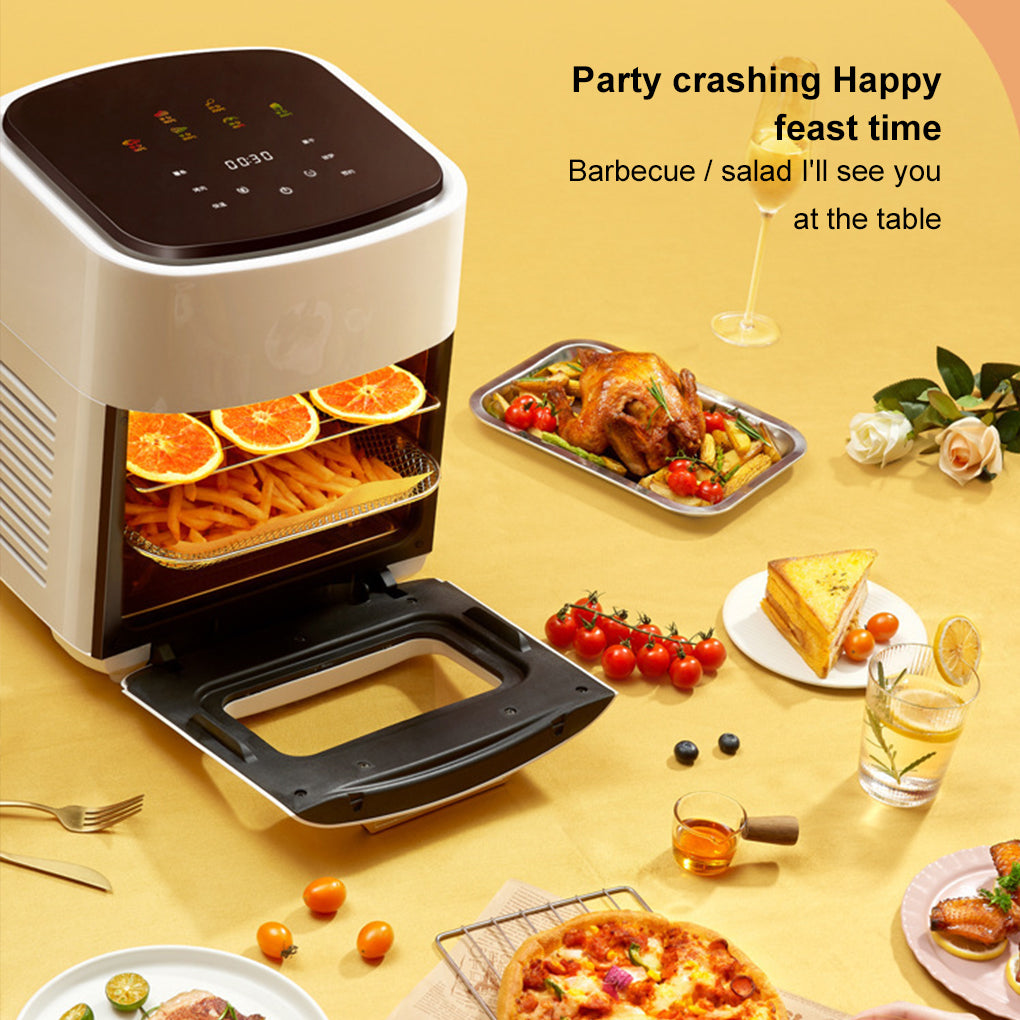 Air Fryer 12L Stainless Steel Visible Large Capacity Electric Oven Touch Screen Multifunctional Electric Fryer EU Plug