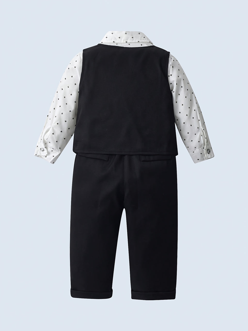 Costume de Gentleman Trois Pièces pour Garçons Boarnseorl, Élégant et Romantique, Chemise à Manches Longues avec Nœud et Bretelles, Pantalon et Gilet, Convient pour les Fêtes d'Anniversaire, Soirées, Spectacles, Mariages, Pleine Lune, Baptême et Premier A