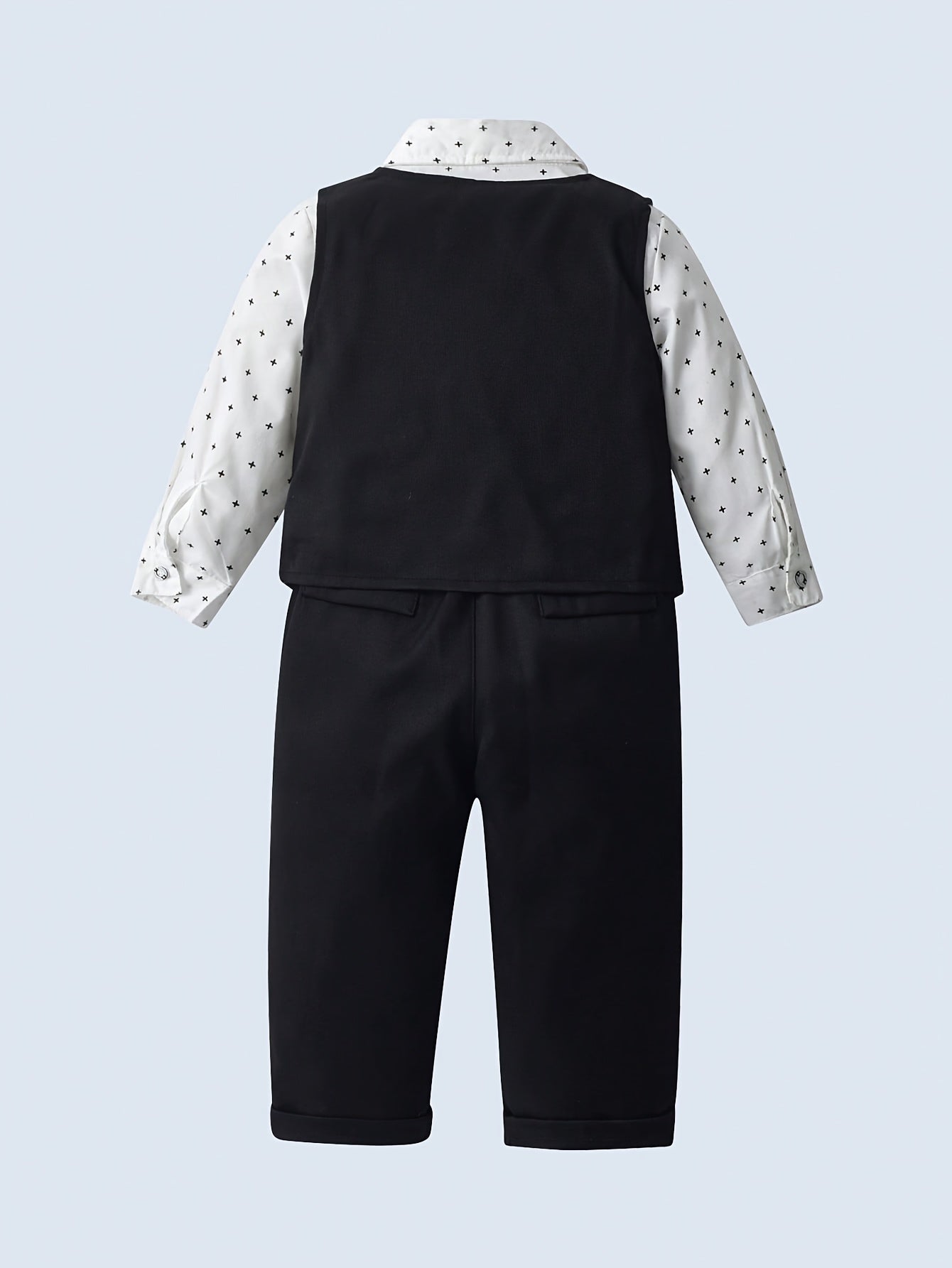 Costume de Gentleman Trois Pièces pour Garçons Boarnseorl, Élégant et Romantique, Chemise à Manches Longues avec Nœud et Bretelles, Pantalon et Gilet, Convient pour les Fêtes d'Anniversaire, Soirées, Spectacles, Mariages, Pleine Lune, Baptême et Premier A