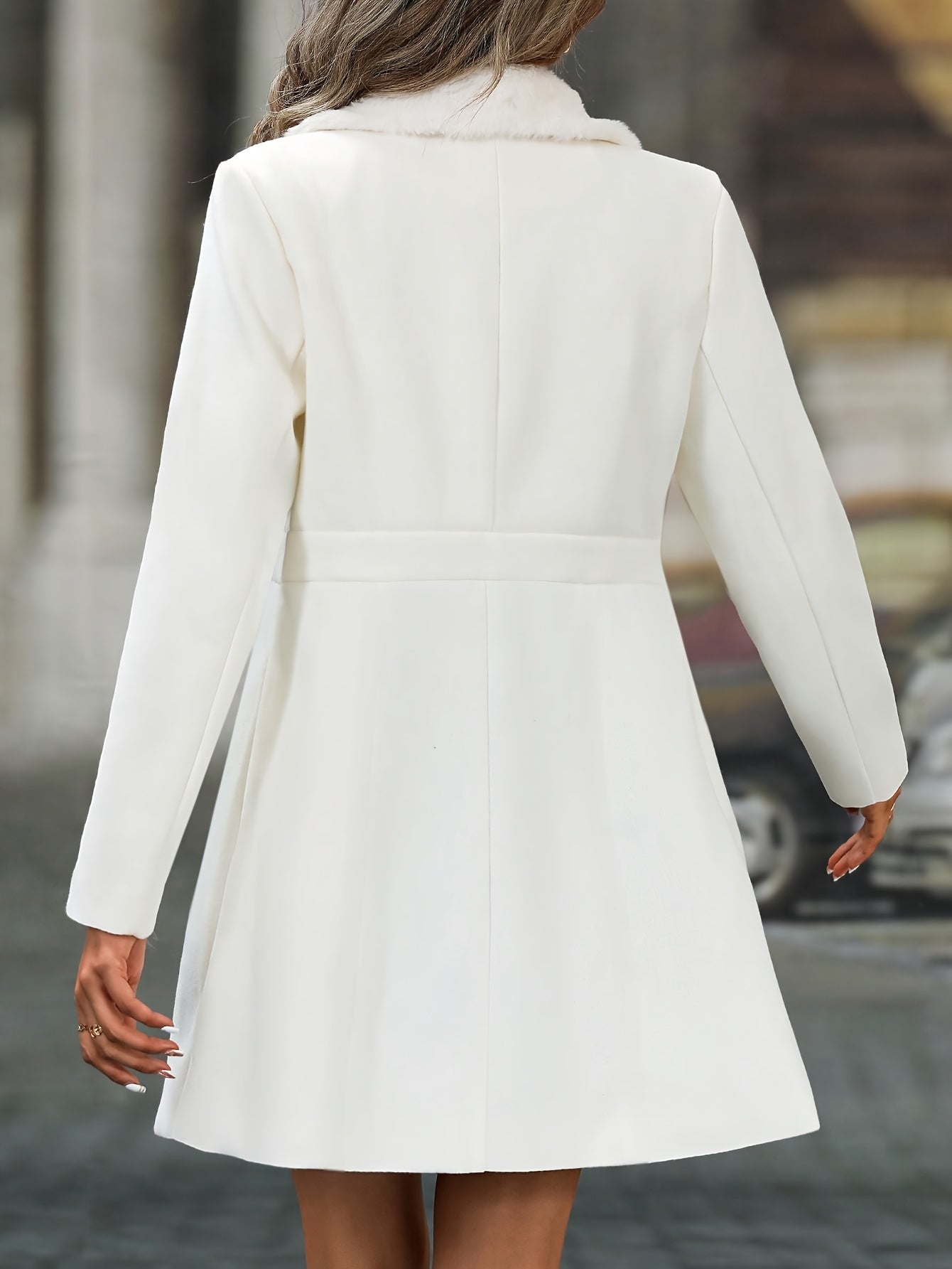 Veste élégante noire pour femmes - Manteau d'hiver formel et décontracté, lavable en machine, idéal pour le bureau ou les soirées, avec boutons décoratifs et bordure en fausse fourrure