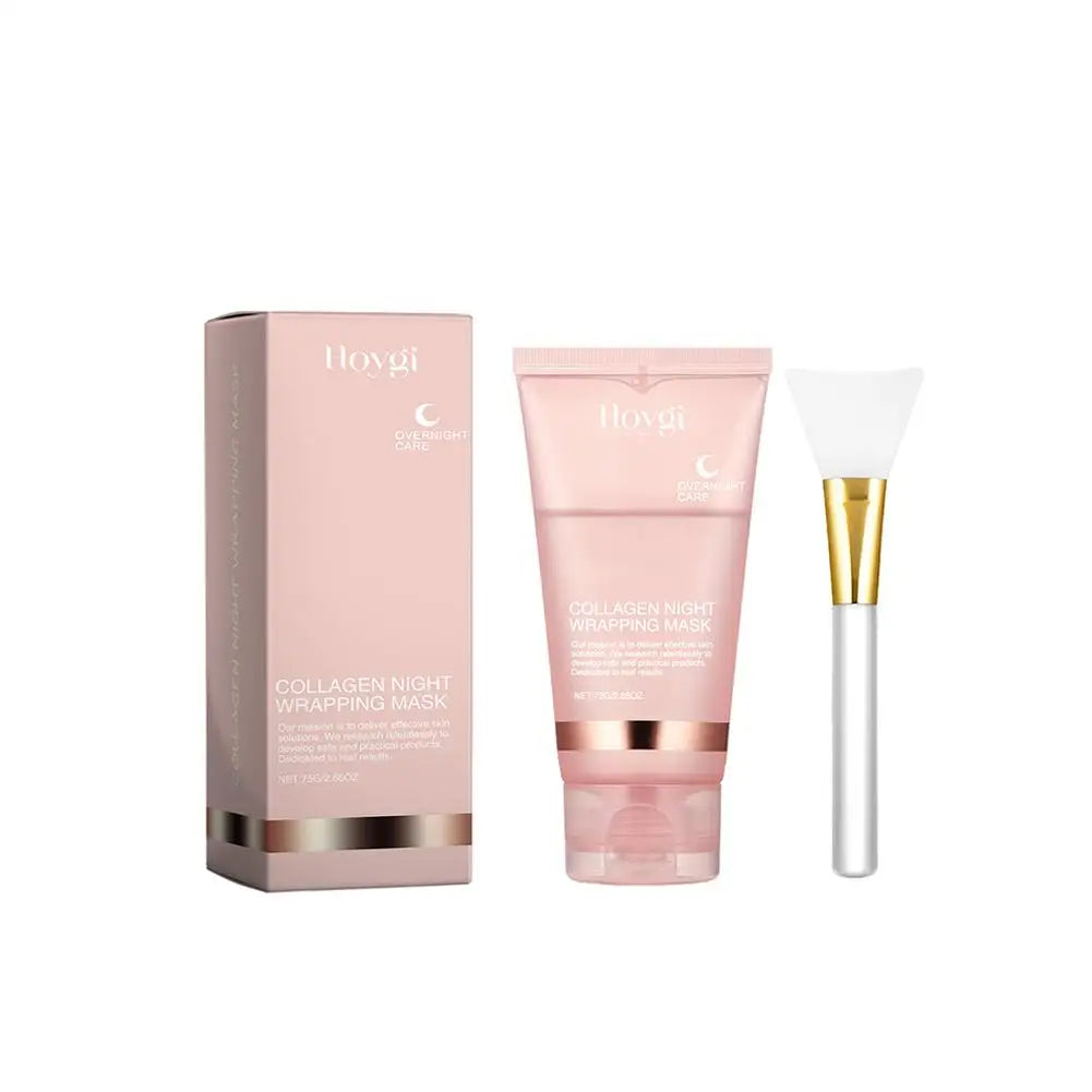 Collageen Overnight Wrapping Peel Off Gezichtsmasker, Koreaans Collageen Nachtverpakkingsmasker Hydrateert diep Nachtverzorging Masker Crème 75ml