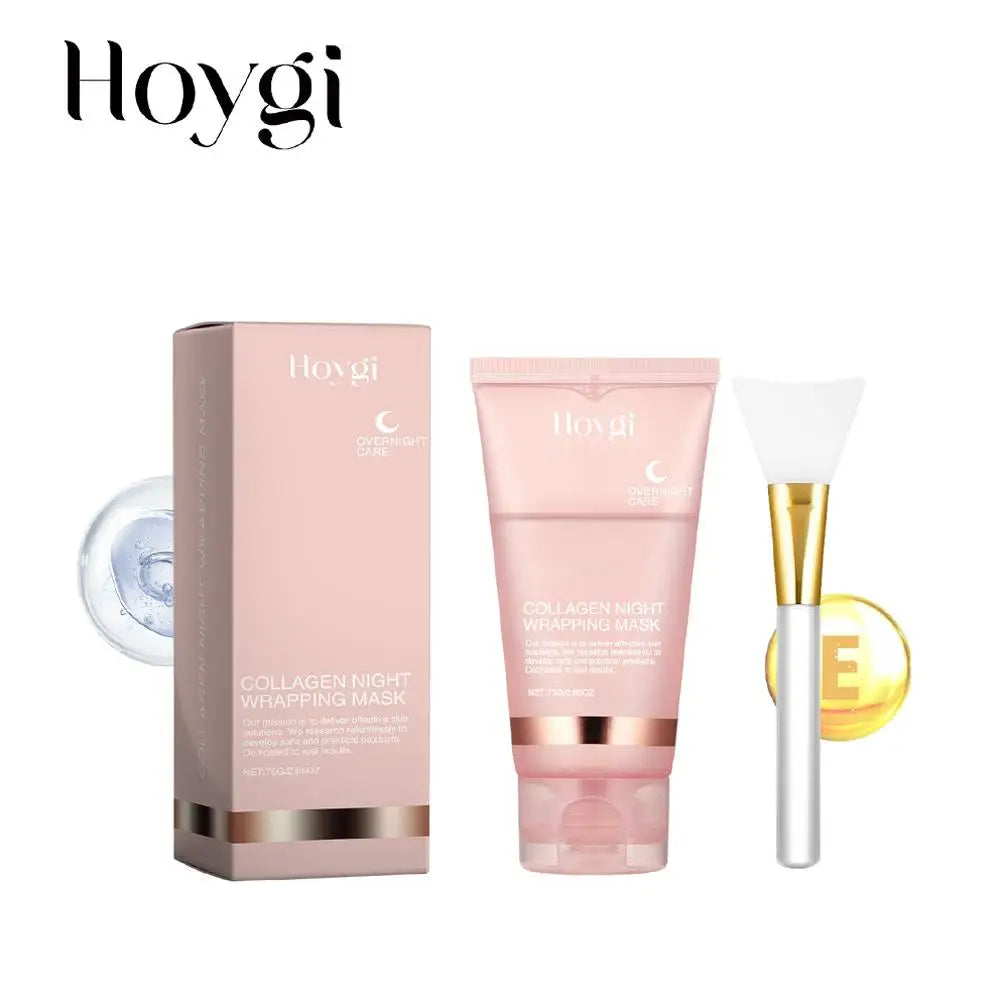 Collageen Overnight Wrapping Peel Off Gezichtsmasker, Koreaans Collageen Nachtverpakkingsmasker Hydrateert diep Nachtverzorging Masker Crème 75ml