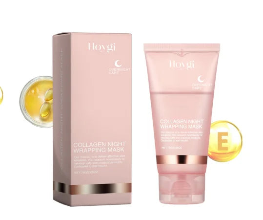 Collageen Overnight Wrapping Peel Off Gezichtsmasker, Koreaans Collageen Nachtverpakkingsmasker Hydrateert diep Nachtverzorging Masker Crème 75ml