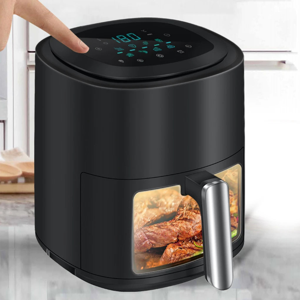 Air Fryer 12L Stainless Steel Visible Large Capacity Electric Oven Touch Screen Multifunctional Electric Fryer EU Plug