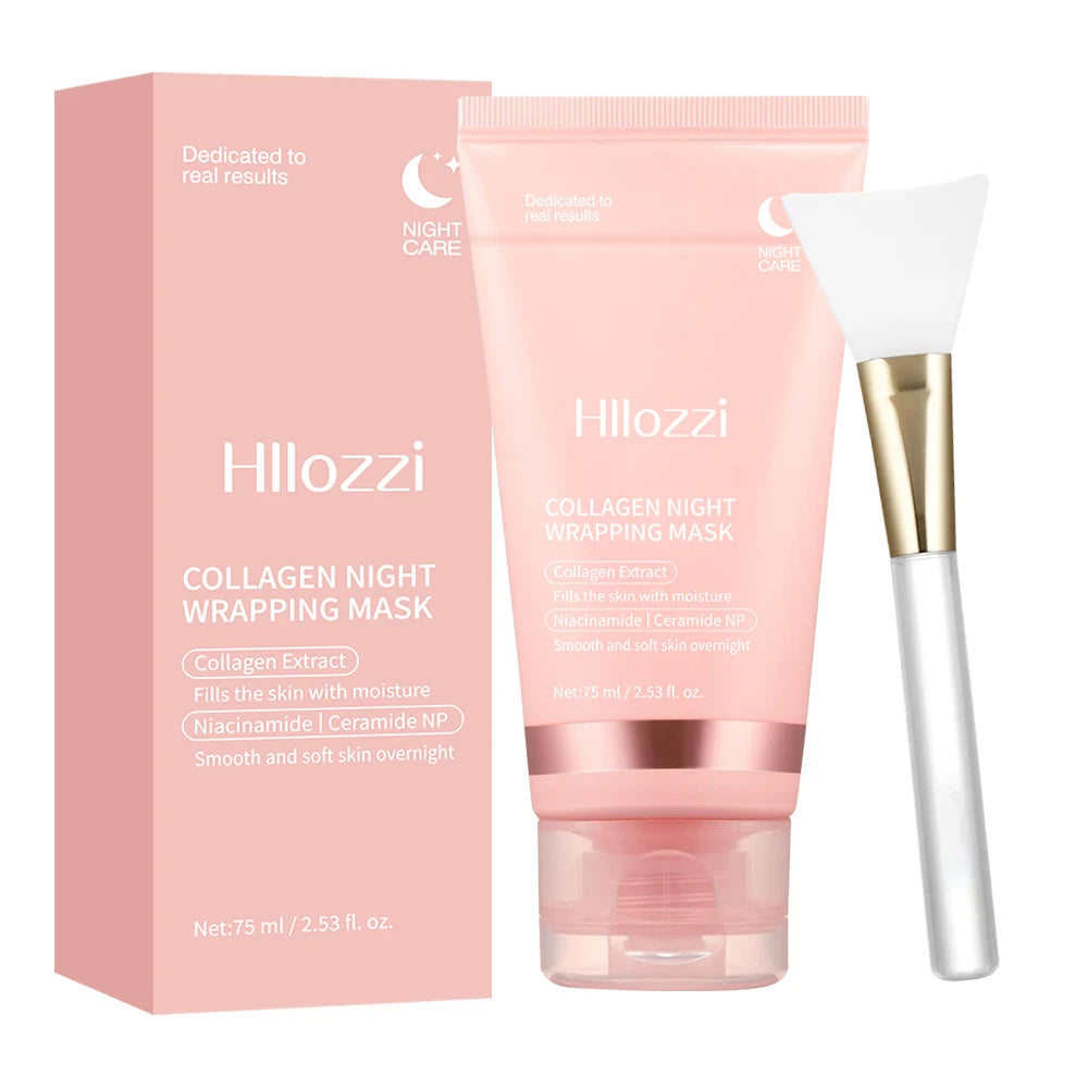 Collageen Overnight Wrap Mask met Jelly Brush Diep hydraterend hydraterend nachtbehandelingsmasker voor alle huidtypes