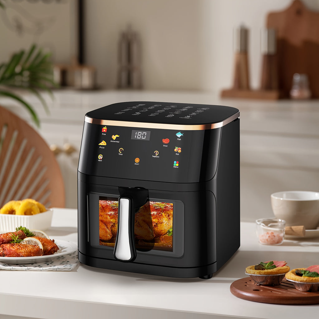 10.5L Large Capacity Air Fryer with Visible Window and Rapid Air Technology - 90% Less Oil, 7 Preset Profiles, Digital Display, 1800W Power, Dishwasher Safe Non-Stick Basket, Energy Saving, One-Touch Operation