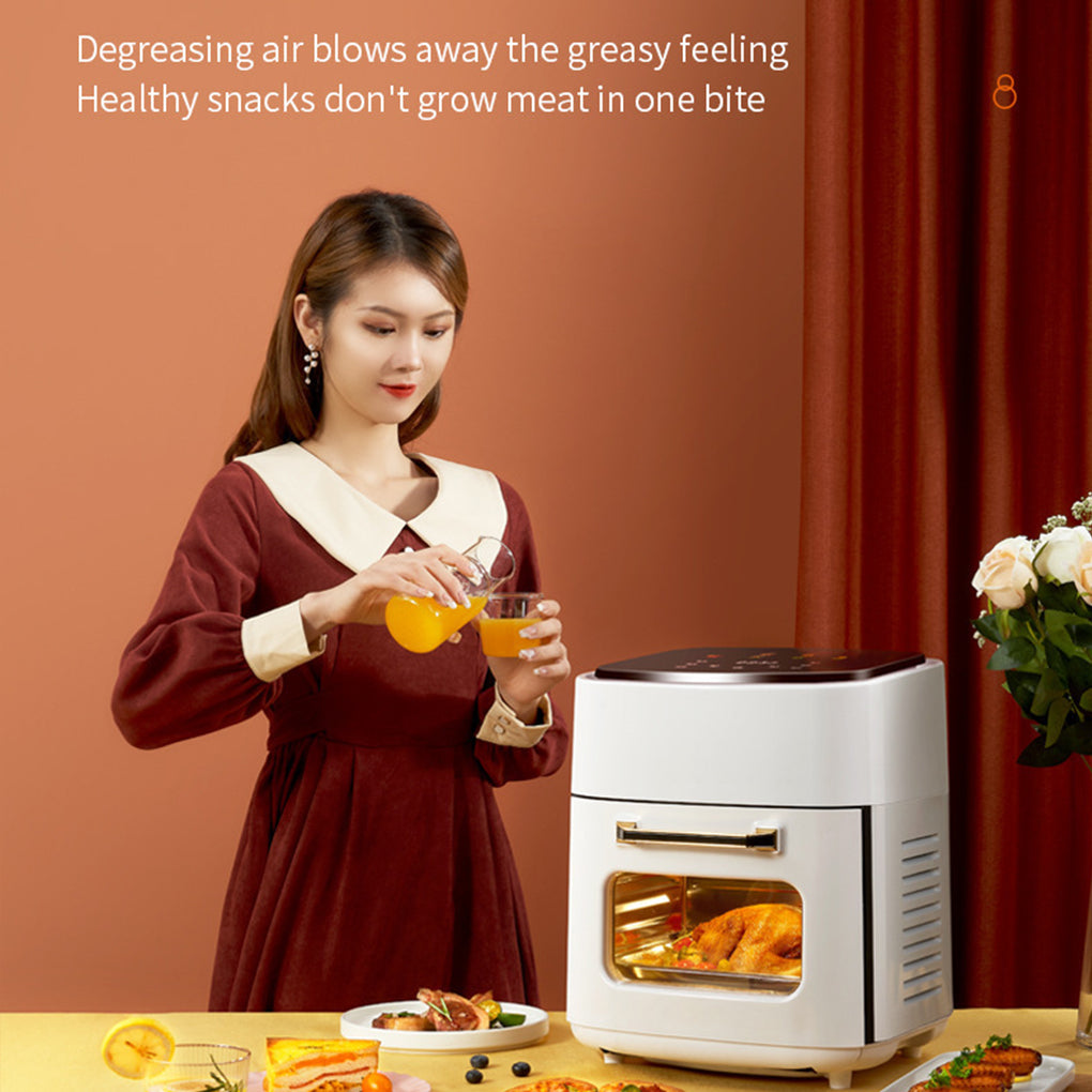 Air Fryer 12L Stainless Steel Visible Large Capacity Electric Oven Touch Screen Multifunctional Electric Fryer EU Plug
