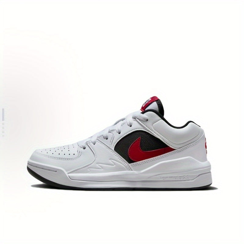Baskets décontractées basses Stadium 90 de NIKE JORDAN - Conception légère et respirante blanche et rouge avec accents noirs, semelle en caoutchouc durable pour une confort toute l'année, baskets pour femmes, chaussures toutes saisons, design de chaussure