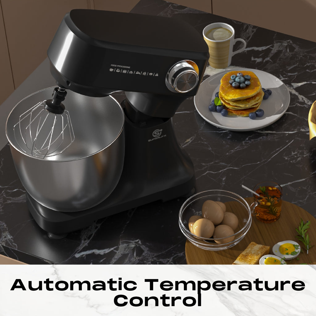 Superlex Robot de Cuisine 800 W avec Bol en Acier Inoxydable de 4,5 L - Machine à Pétrir Professionnelle à 10 Vitesses, Crochet à Pâte, Fouet et Raclette - Mixeur sur Pied pour Pain, Gâteaux et Plus