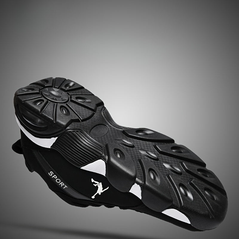 Chaussures de sport homme à coussin d'air - Tissu respirant mesh et PU, design géométrique, fermeture à lacets, couleur noire/blanche, confortables pour course en extérieur, marche et tenue décontractée | Look athlétique | Chaussures ajustées et confortab