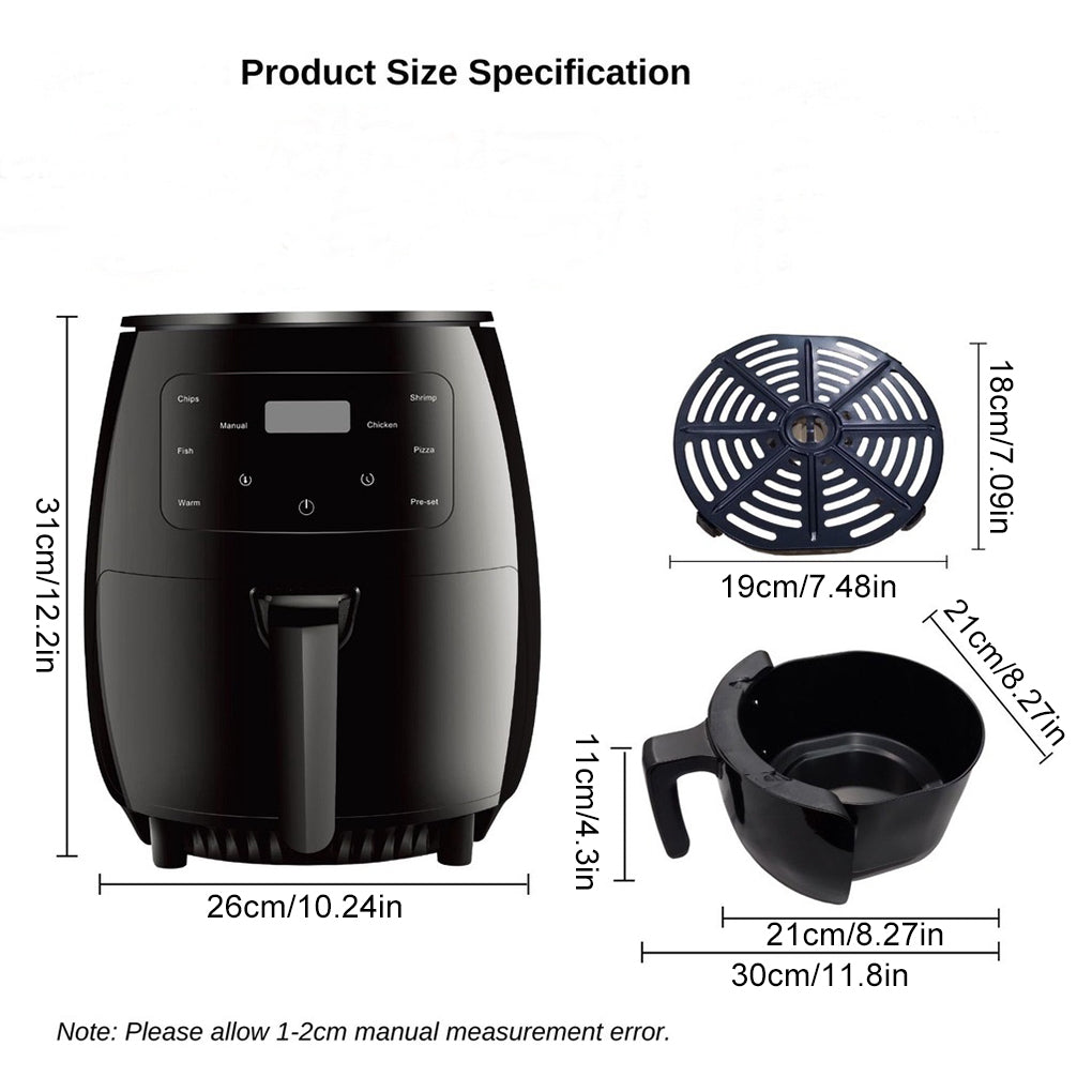 Air Fryer 12L Stainless Steel Visible Large Capacity Electric Oven Touch Screen Multifunctional Electric Fryer EU Plug
