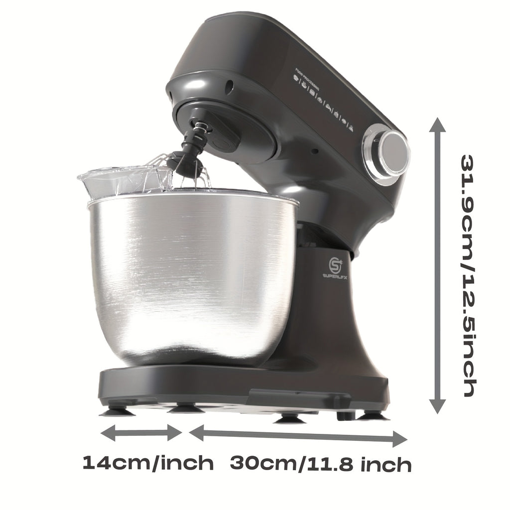 Superlex Robot de Cuisine 800 W avec Bol en Acier Inoxydable de 4,5 L - Machine à Pétrir Professionnelle à 10 Vitesses, Crochet à Pâte, Fouet et Raclette - Mixeur sur Pied pour Pain, Gâteaux et Plus