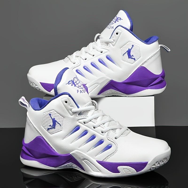 Chaussures de basketball haut-top pour hommes, légères et breathables, semelle en caoutchouc anti-dérapage, design géométrique pour course, entraînement et ussage casual, couleurs noir/rouge pour printemps/été, idéal cadeau pour lui, équipement de basketb