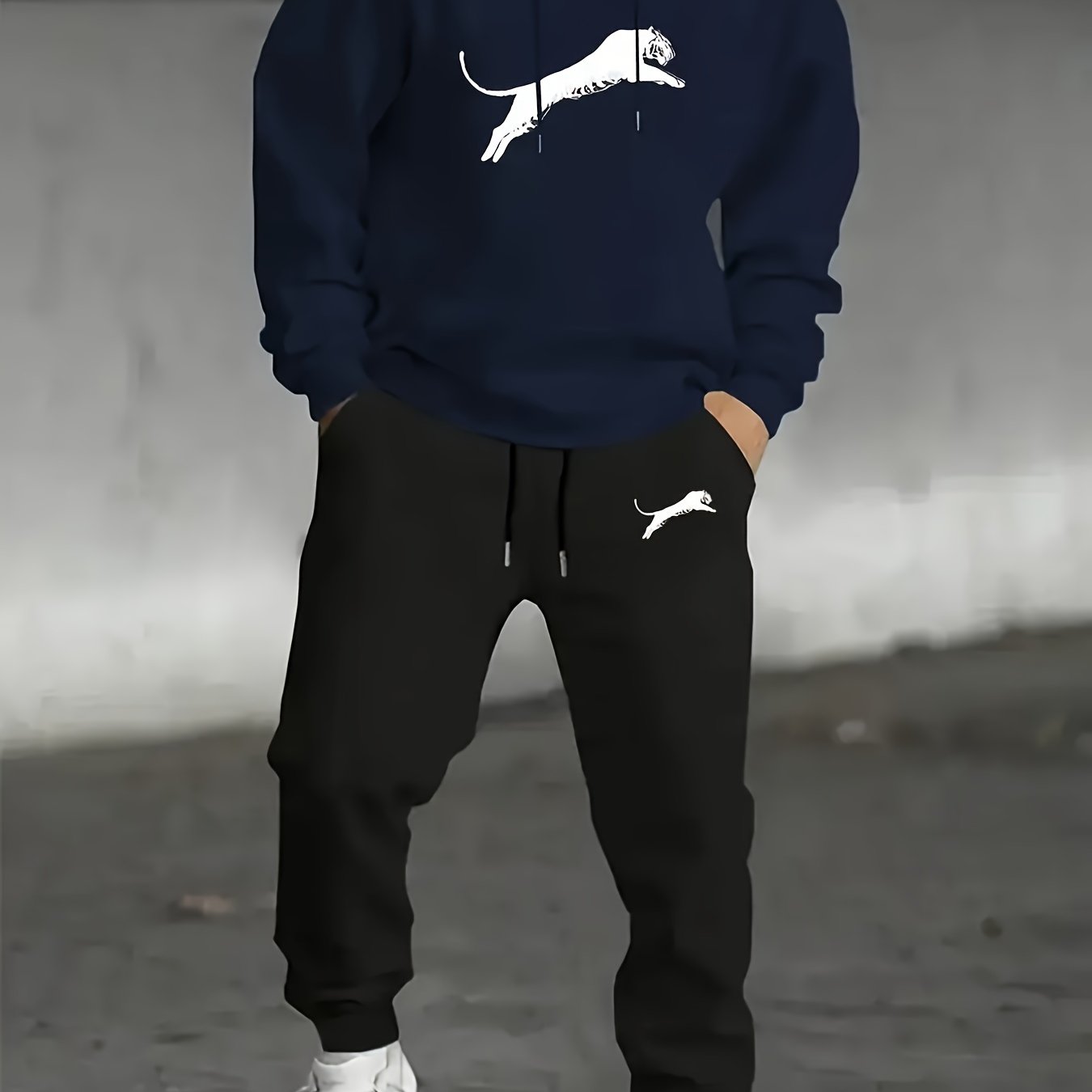 Ensemble Décontracté à Capuche Imprimé pour Homme avec Pantalon - Mode Automne-Hiver