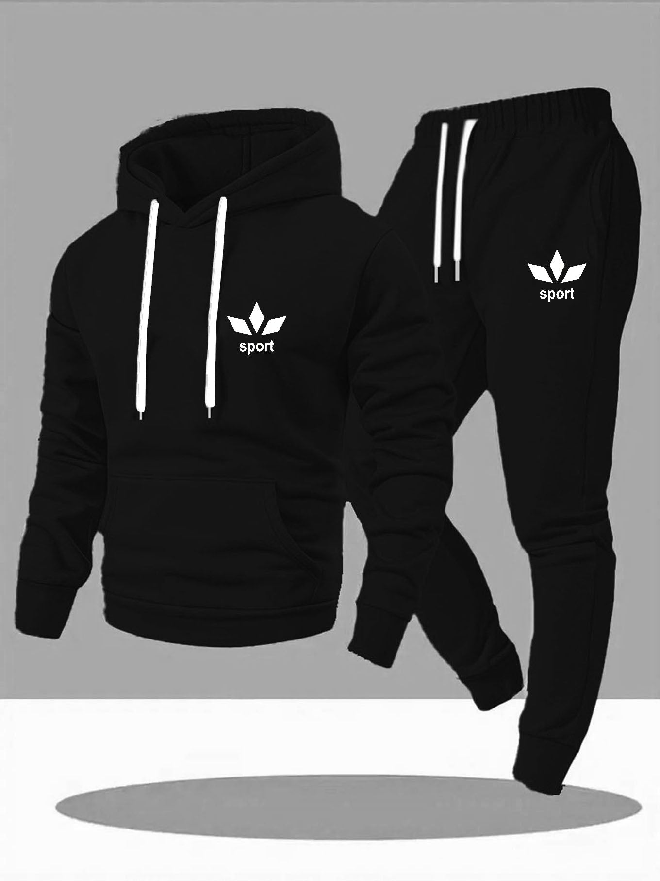 Ensemble Deux Pièces pour Homme : Sweat à Capuche Décontracté et Pantalon de Jogging Long, Idéal pour le Sport en Extérieur & la Marche Loisir